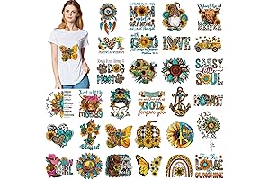 30 Pack Sunflower Iron-On Transfers for Vibrant DIY Decorations