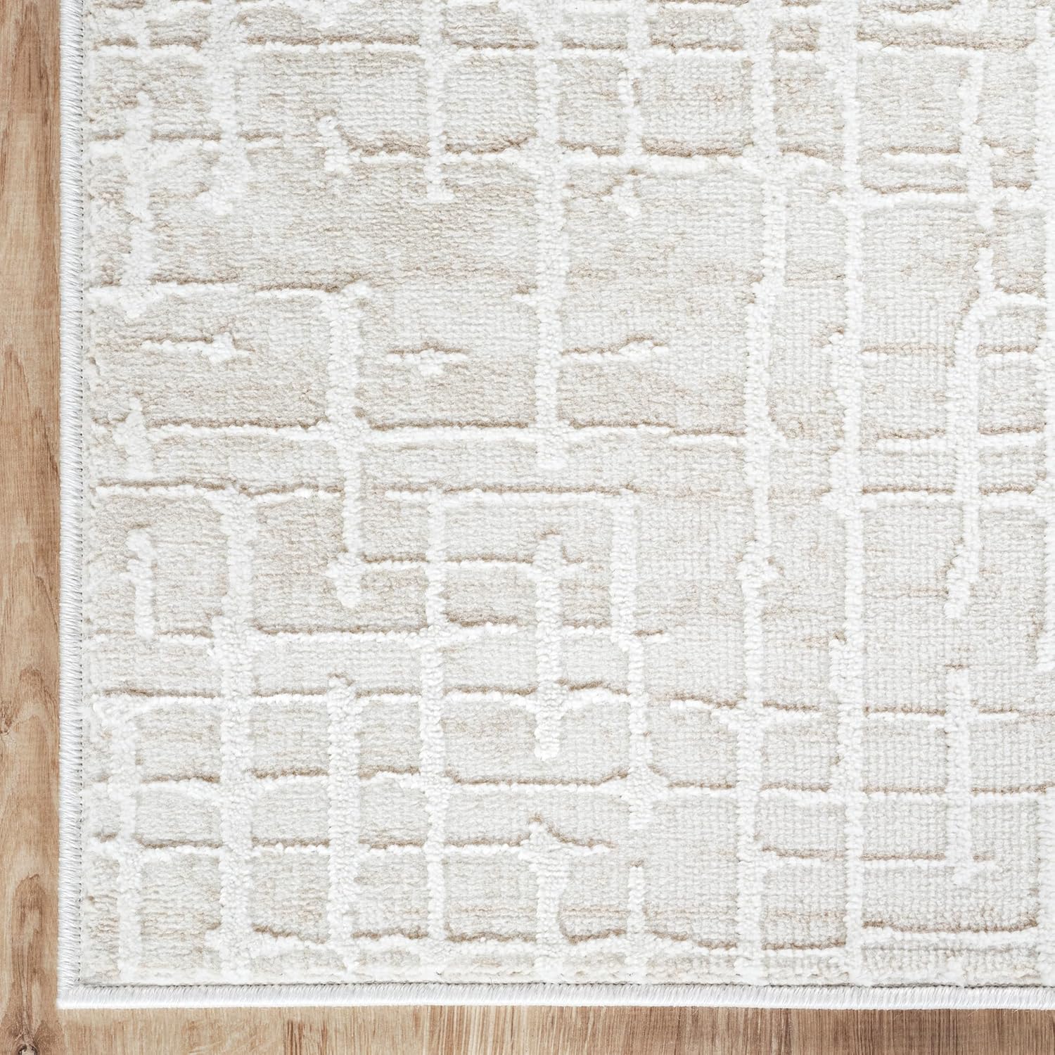 Abani Beige Area Rug - 5x8 Area Rugs for Bedroom - Vera Collection Geometric Grid Pattern - Non-Shedding, Easy to Clean Durable Rugs for Living Room, Bedroom or Office, Pet & Child Friendly
