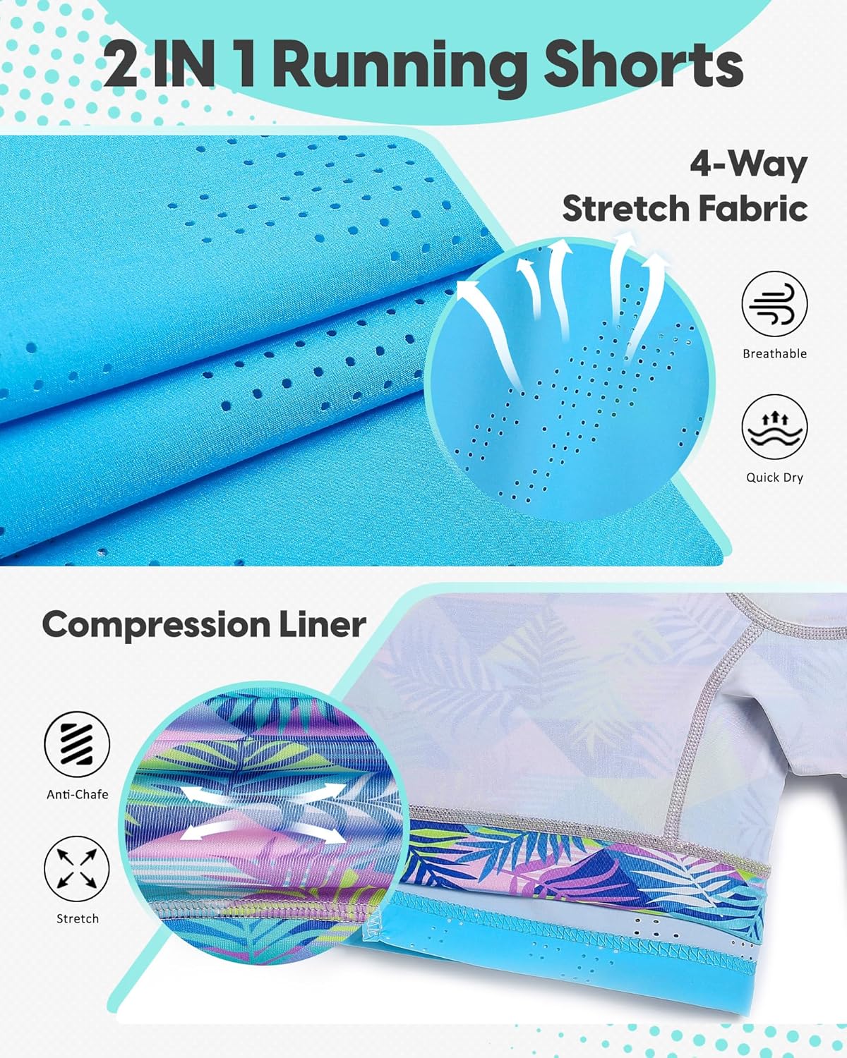 maamgic Mens Running Shorts with Compression Liner 5" Quick Dry Workout Shorts Anti-Chafe Gym Shorts 2 in 1 Athletic Shorts - Image 5