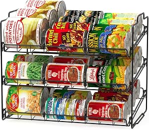 Deco Brothers Stackable Can Rack Organizer Holds Up to 36 Cans, Black