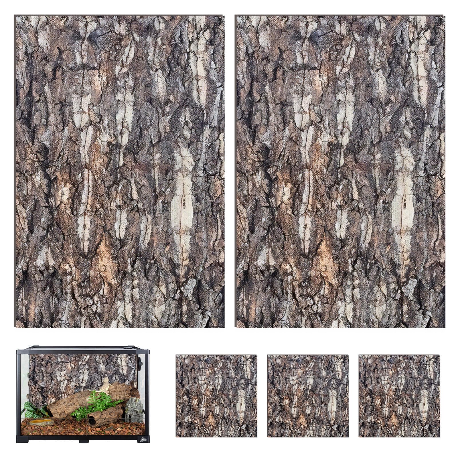 5 Pièces Écorce De Liège Pour Terrarium, 5×5cm*3 + 20×30cm*2 Panneaux De Fond En Écorce De Liège Pour Terrarium, Toiles De Fond En Écorce De Liège,Terrariums En Liège, Pour Lézard, Tortue, Gecko