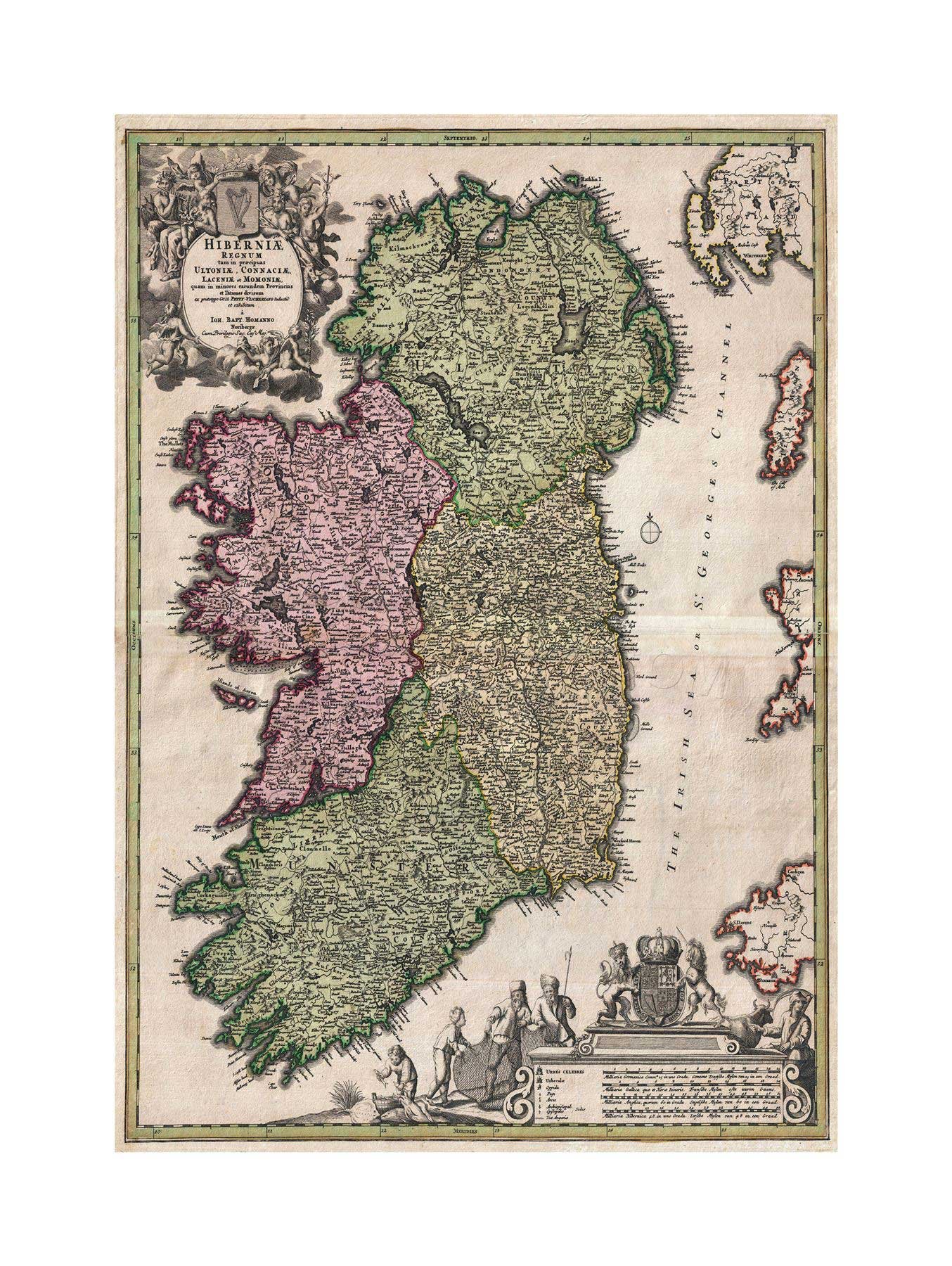 Wee Blue Coo The Art Stop MAP Antique Kingdom HOMANN Ireland EIRE Ulster Framed Print F12X3974 12-Inches x 16-Inches F12X3974_Print only_Unframed