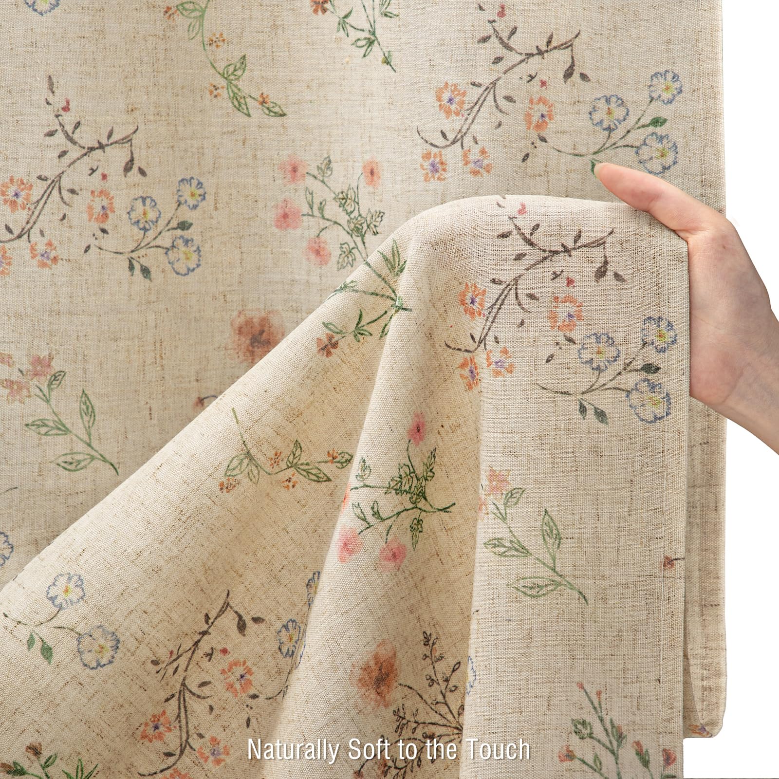 XOGUIBO Floral Farmhouse Vintage Linen Shower Curtain, French Country Spring Sho — product photo