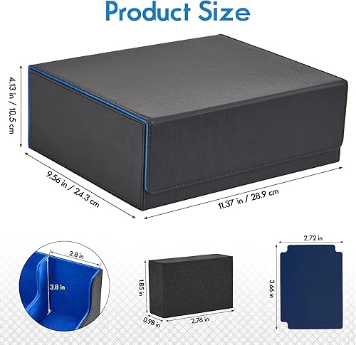 Miniatura 6 de MTG - Caja de cubierta con 2 divisores, caja de gran capacidad para más de 100 tarjetas de doble manga, funda de piel sintética compatible con Magic