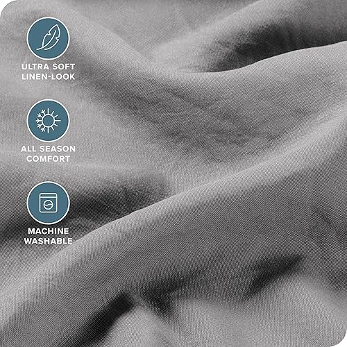 Miniatura 3 de Bare Home Juego de sábanas tamaño Queen, microfibra ultrasuave lavada a la piedra serie 1800, lujosa, doble cepillado, bolsillos profundos, ajuste