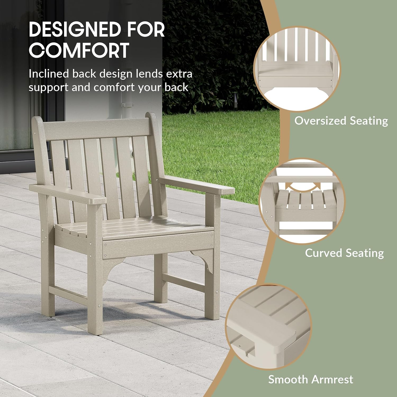 WestinTrends Malibu Outdoor Patio HDPE Adirondack Dining Arm Chairs (Set of 4), Sand