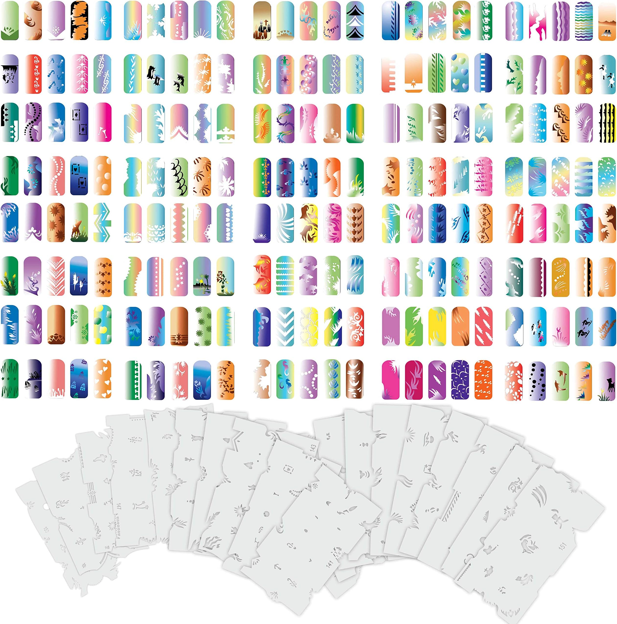 Airbrush Nail Stencils - Nail Art Stencils Set #8: 320 Unique Designs from 20 Individual Templates