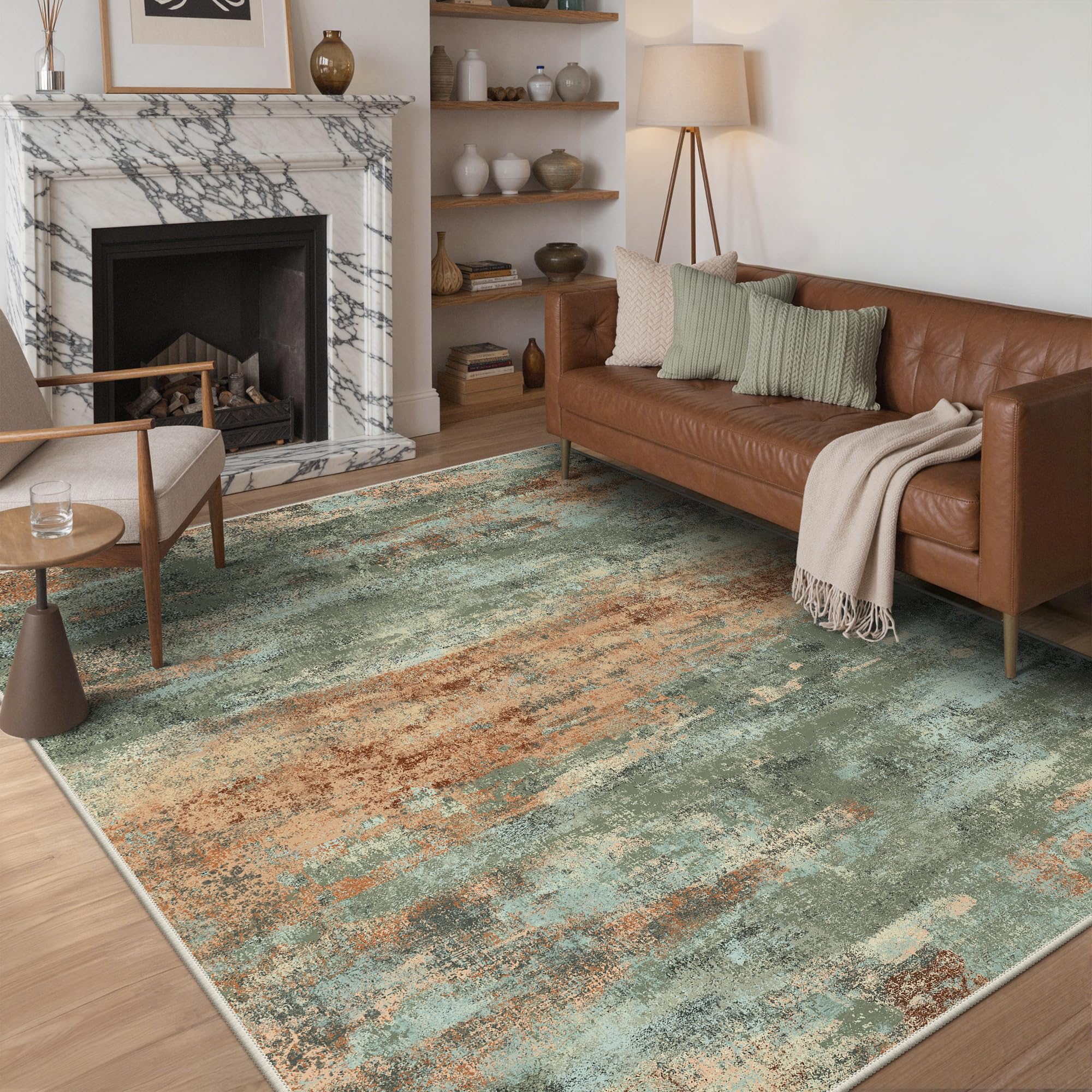 BEIMO 8x10 Area Rug for Bedroom, Dusty Sage Washable Abstract Non Slip Rug