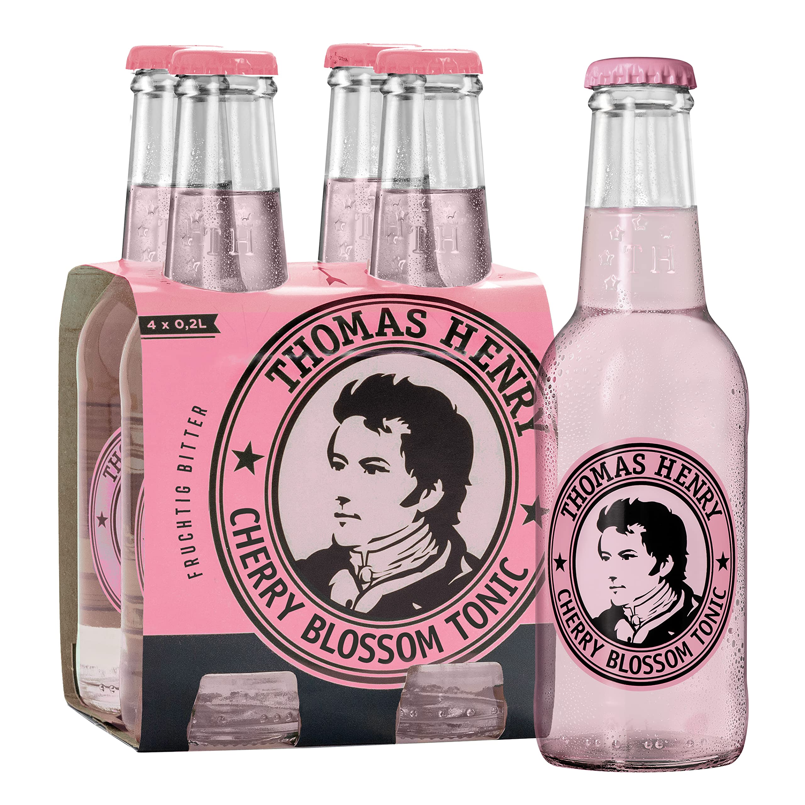 Thomas Henry Cherry Blossom Tonic Water - Tónico de agua afrutada amarga, (6 x 4 x 0,2 l de cristal, 6 unidades), color amarillo