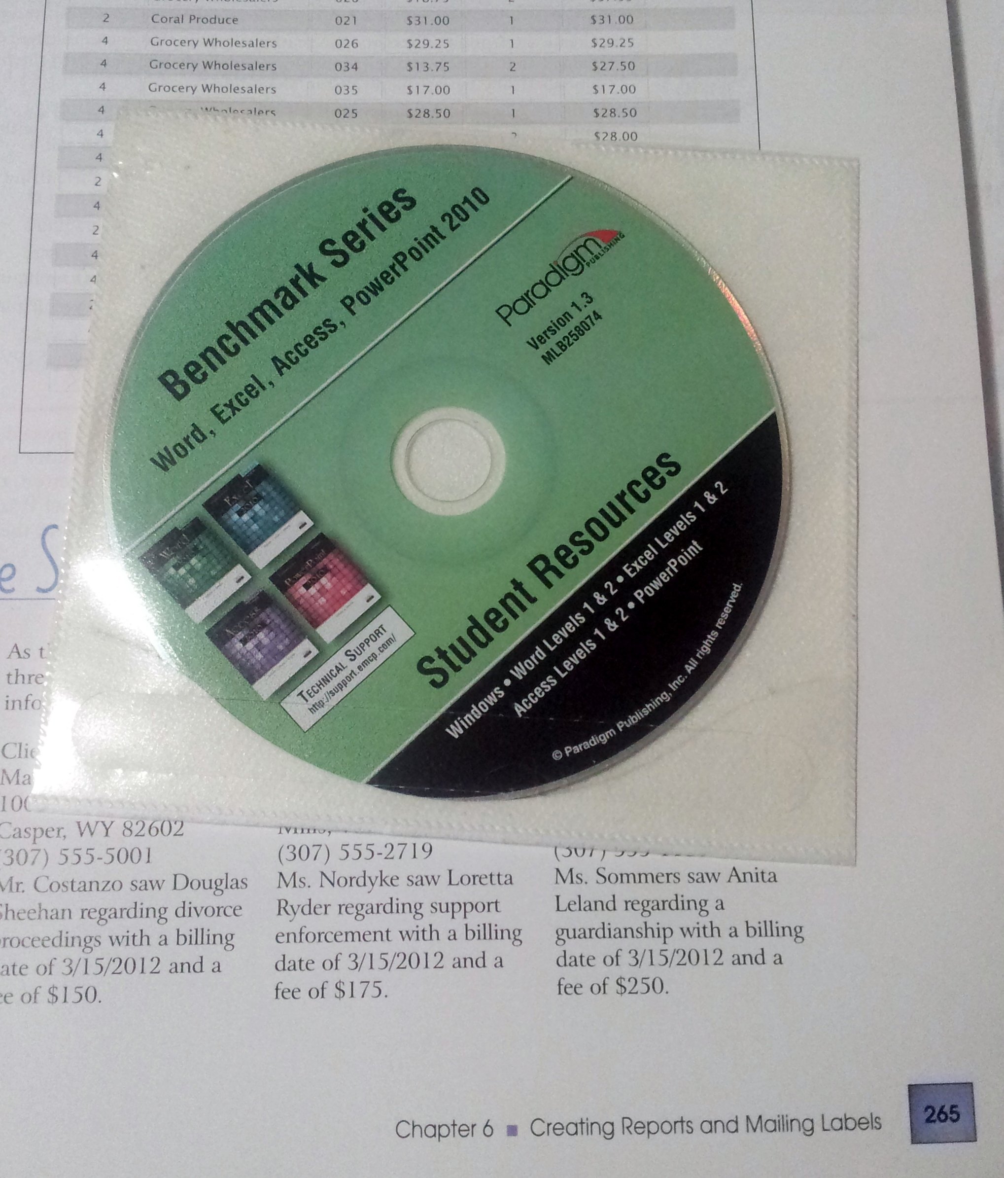 Benchmark Series: Microsoft®Access Levels 1 and 2: Text with data files CD