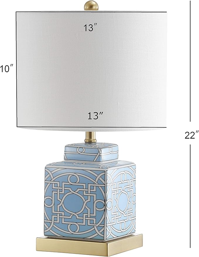 JONATHAN Y JONATHAN Y JYL3044A Catherine 22" Ceramic/Metal Ginger Jar LED Table Lamp Contemporary Transitional Bedside Desk Nightstand Lamp for Bedroom Living Room Office College Bookcase, Blue/White photo 3