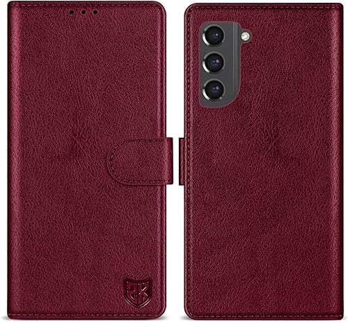 ZZXX Funda tipo cartera para Samsung Galaxy S21 FE con bloqueo RFID, ranura para tarjetas, función atril, cierre magnético, funda protectora de