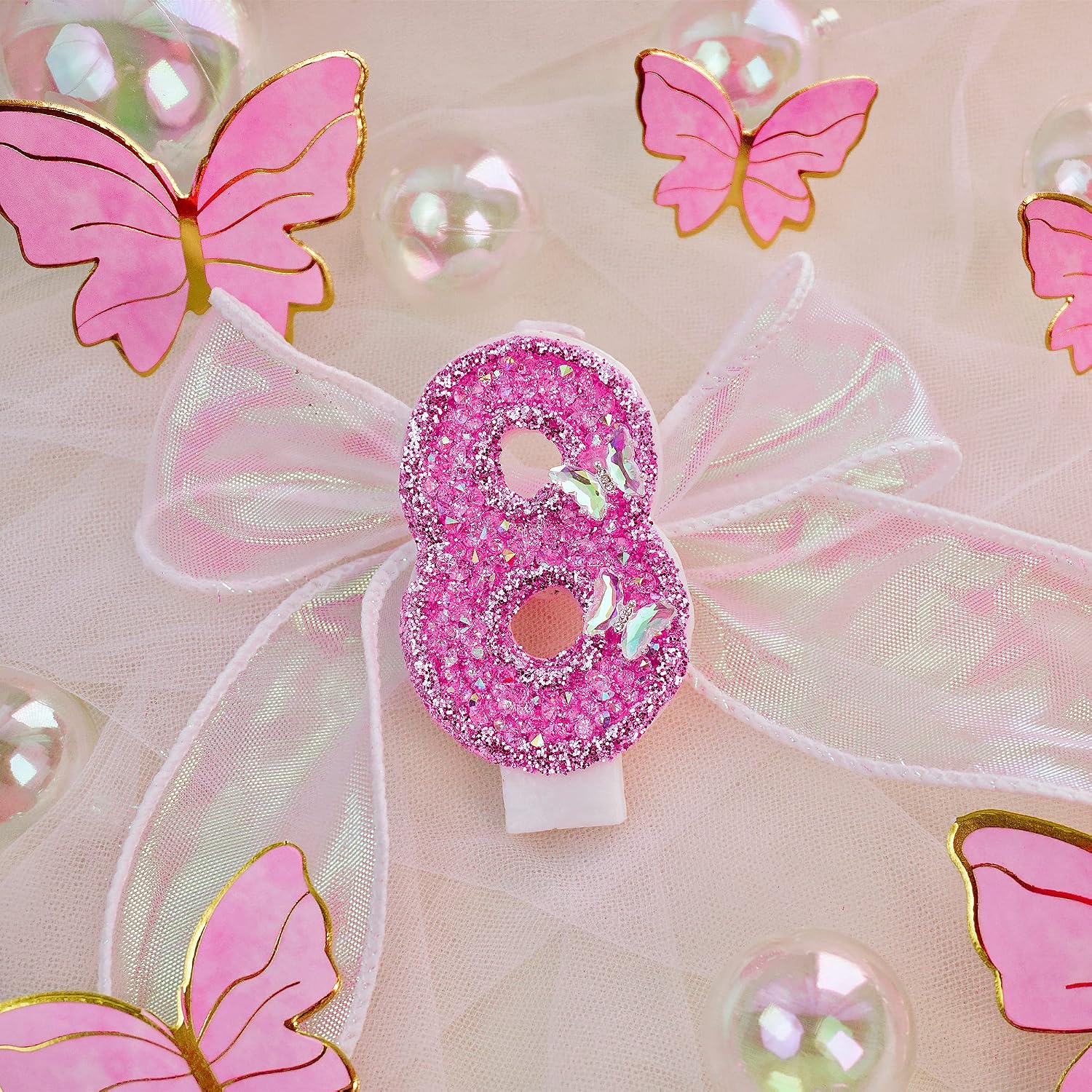 Birthday Candles, Number Candles for Birthday Cakes with Butterfly, Pink Birthday Candles Sparklers, 3.2" Cake Candles for Cake Topper Decoration, Party/Festival Celebration(Number 6) image 4