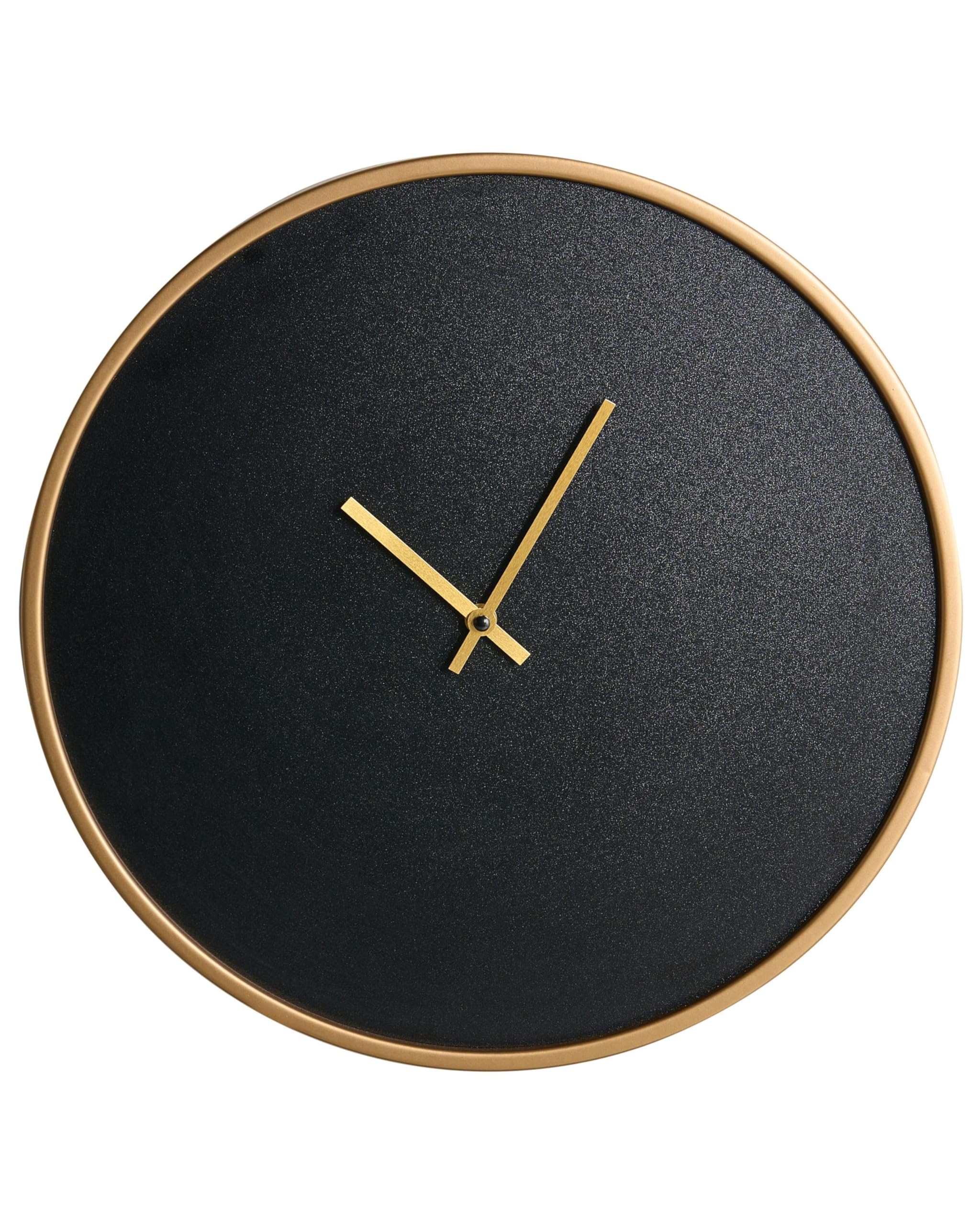 Beliani Reloj de Pared Moderno Industrial de Estilo Minimalista en Tono Dorado MDF Negro Mate Lucens