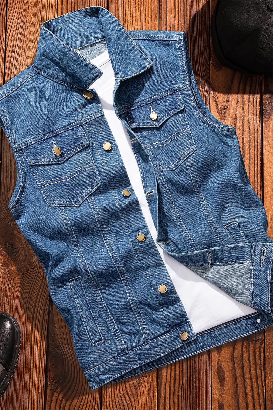 Uomo Strappato Senza Maniche Jeans Giacche Uomo Tasche Gilet Denim Gilet Cowboy Maschio Canotta