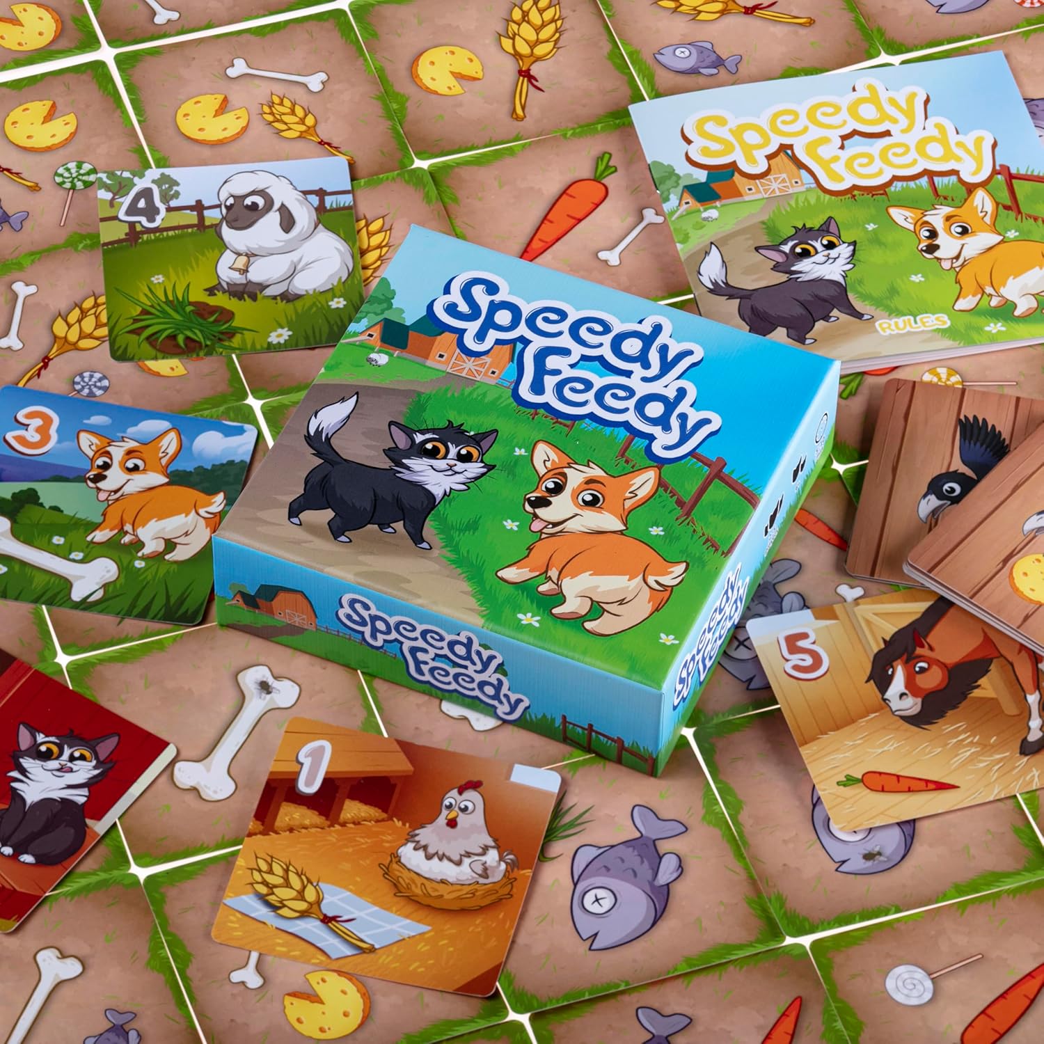 CrowD Games | Speedy Feedy | 2-5 Players | Ages 6 and up | Average Playtime 5-10 min | Fast and Engaging Card Game | Fun for Adults Too – Variable Complexity Rules | Family Night and Party