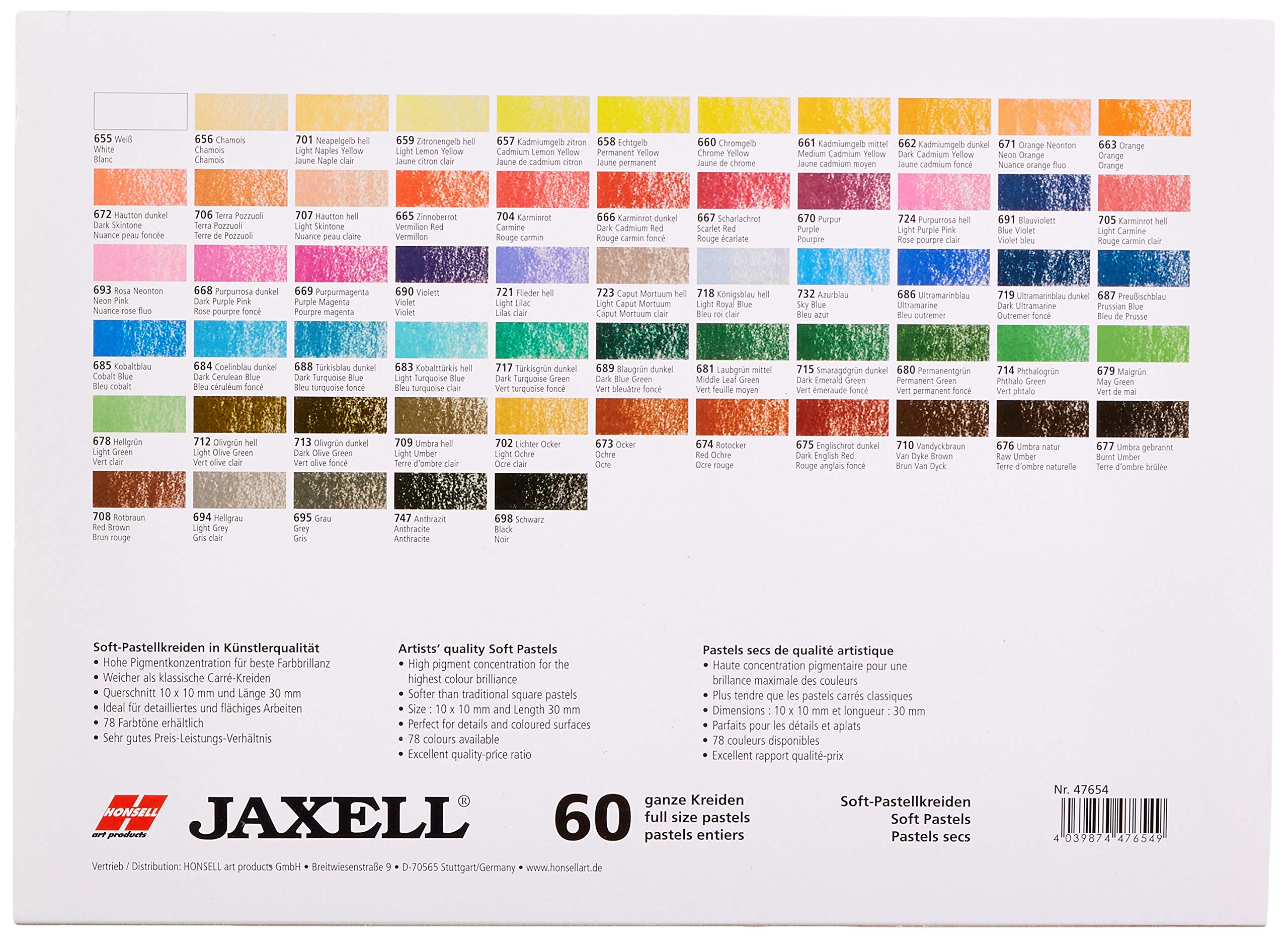 Jaxell - 47654 - miękkie pastele - opakowanie 60 szt