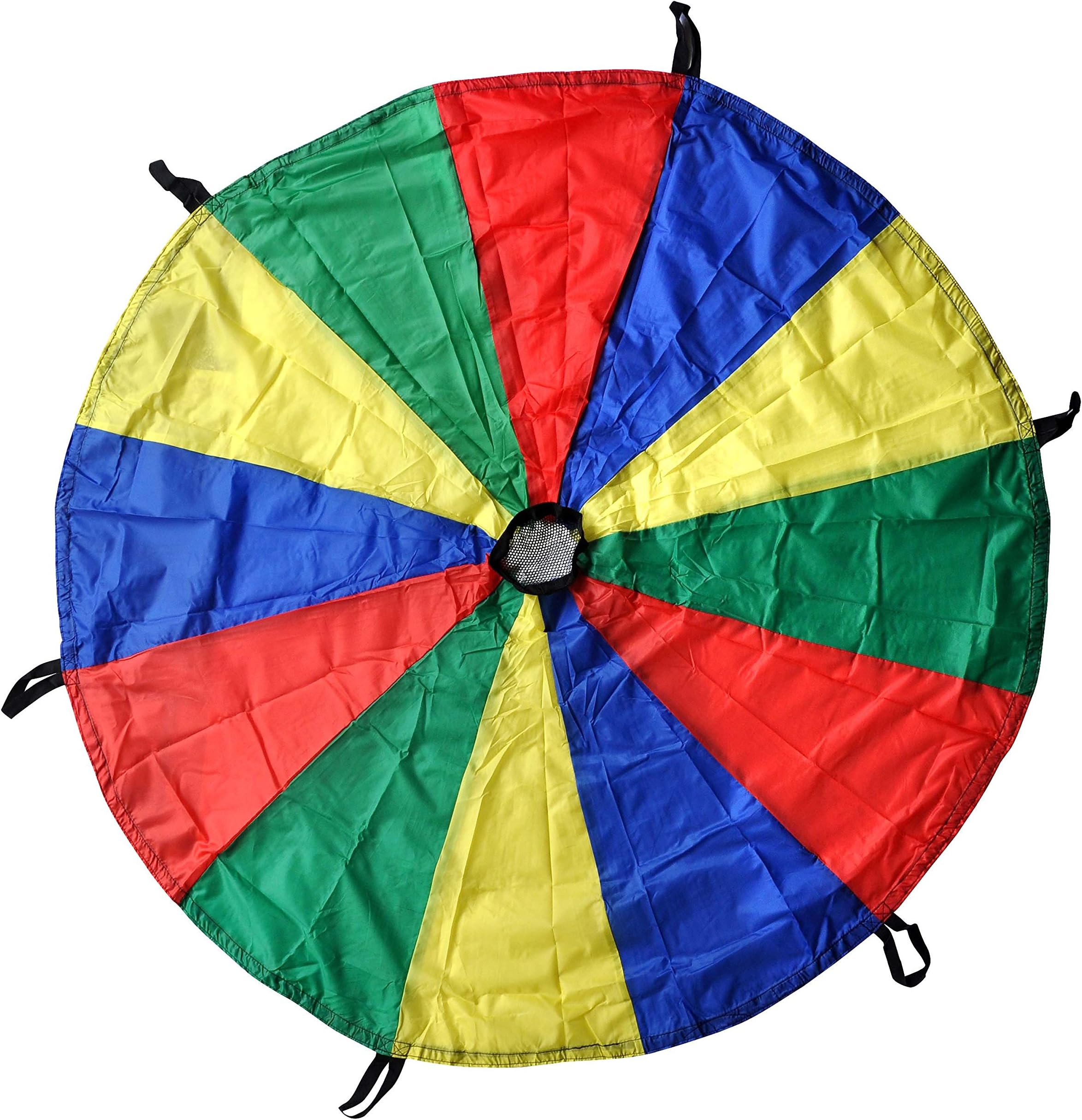 GSi Kids Play Parachute Rainbow Parachute Toy Tent Game for Children Gymnastic Cooperative Play and Outdoor Playground Activities (12 Feet)