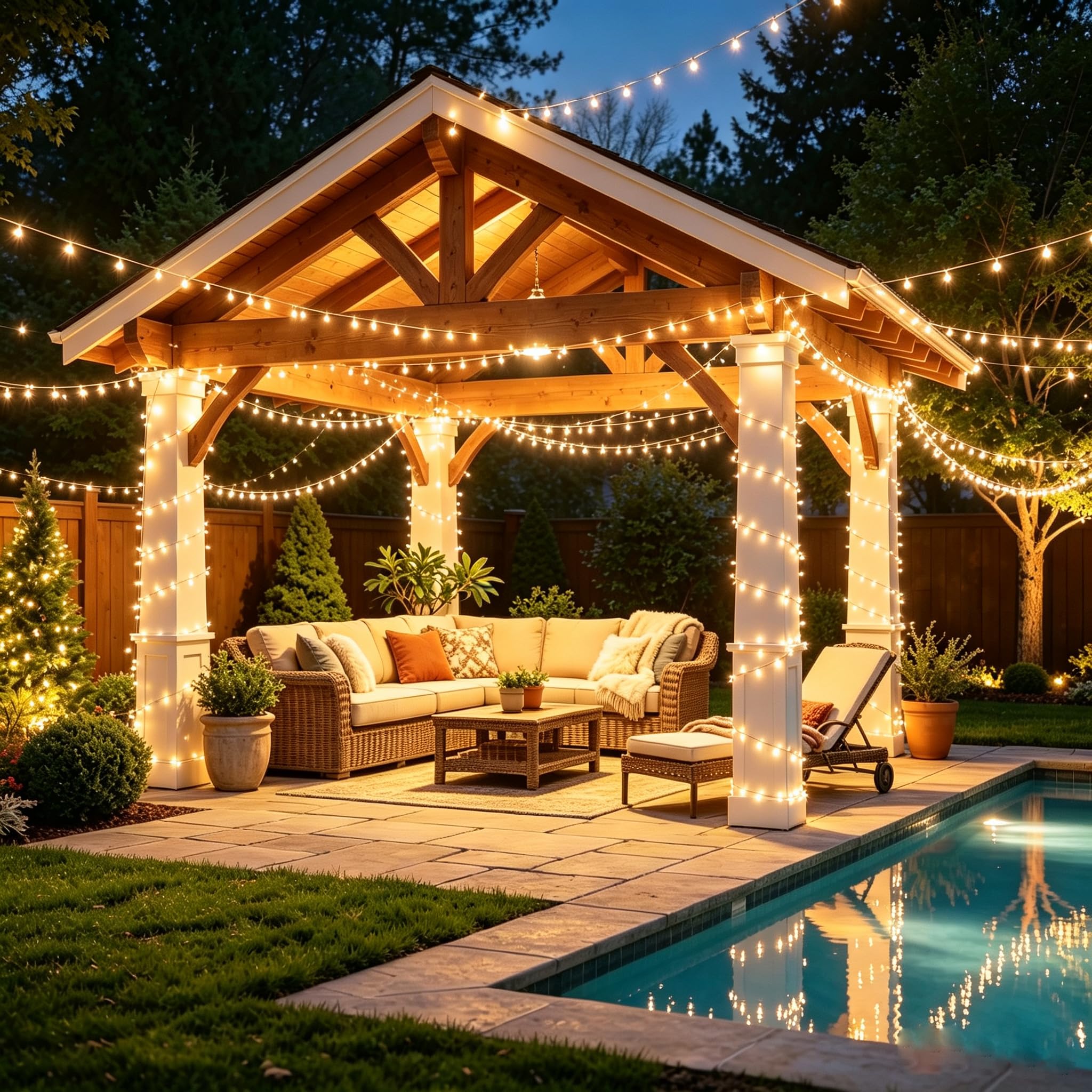 KNONEW 403ft 1000 LED Christmas String Lights Outdoor 8 Modes & Timer Fairy Light Plug in Waterproof LED Wedding Lights for Xmas Yard Tree Party Holiday Decorations (Warm White)