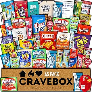 CRAVEBOX - Caja de bocadillos surtidos de Halloween para regalar a universitarios, compañeros de trabajo, adultos, niños, niñas, mujeres, hombres en cumpleaños o el regreso a la escuela, 50 unidades
