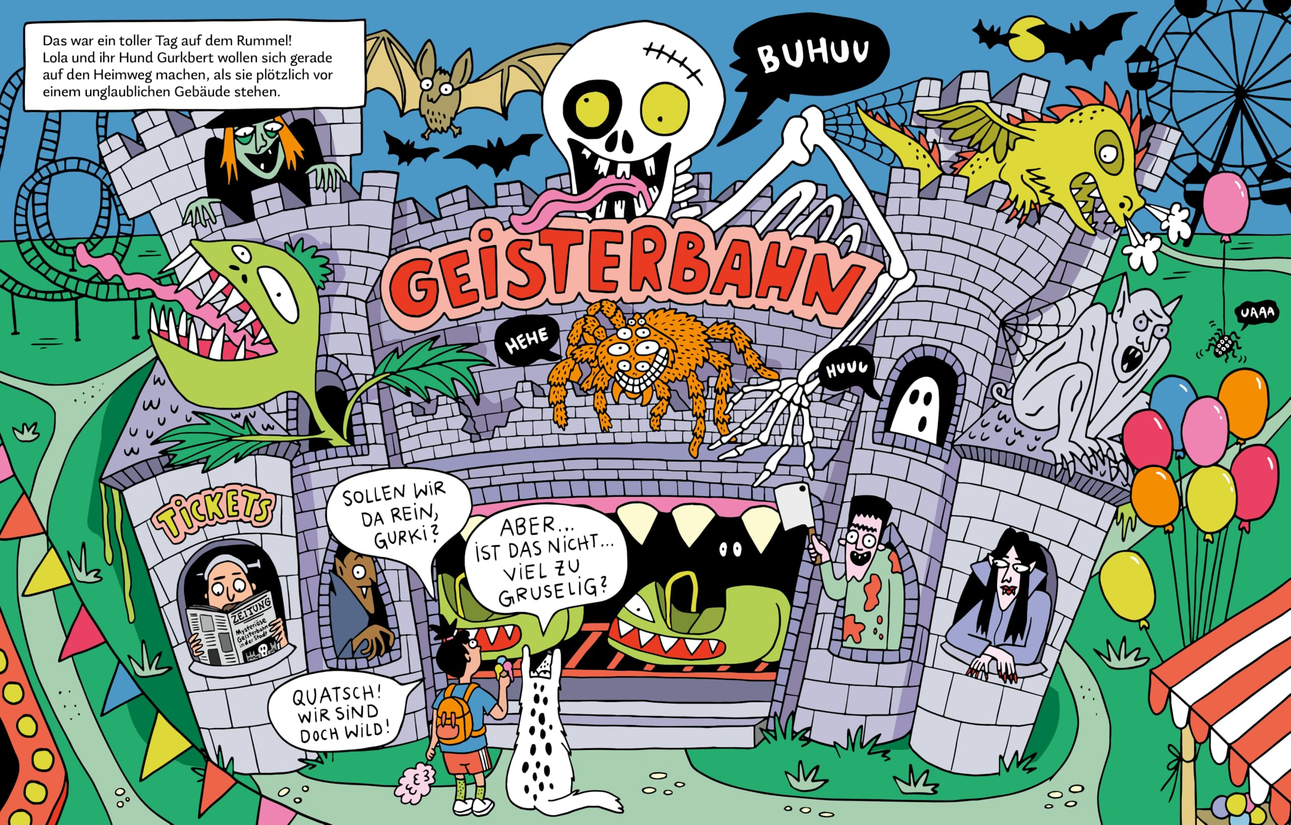 Schrecklich geheime Geisterbahn-Geheimnisse: Comic & Sachinfos & DIY-Ideen | Cover leuchtet im Dunkeln | Gruselspaß ab 5 Jahren