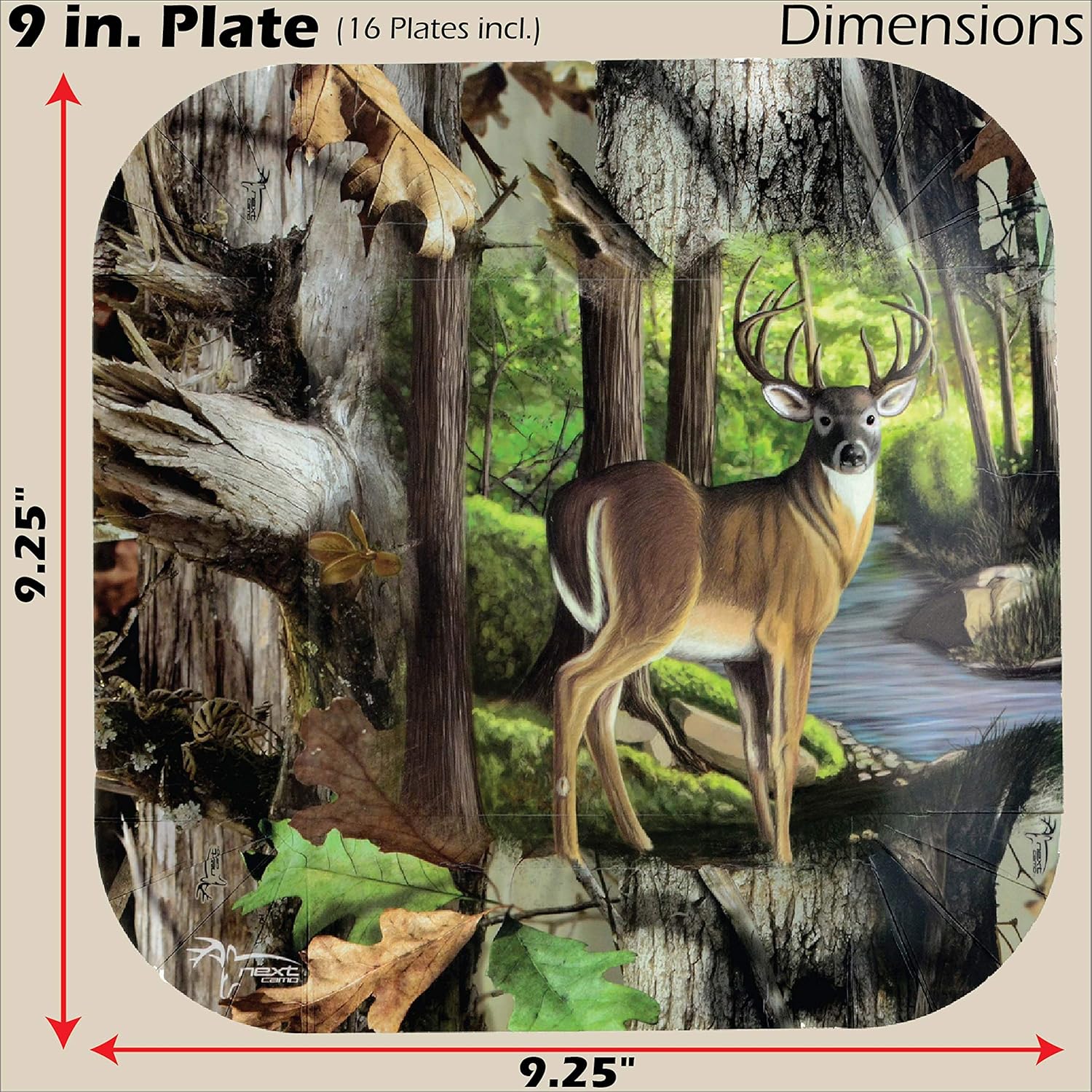 Havercamp Party Buck Deer Hunting Decorations for 16 Guests: Deer Paper Plates 9in, Napkins, Table Cover, Balloon, Centerpiece, Banner, Picks