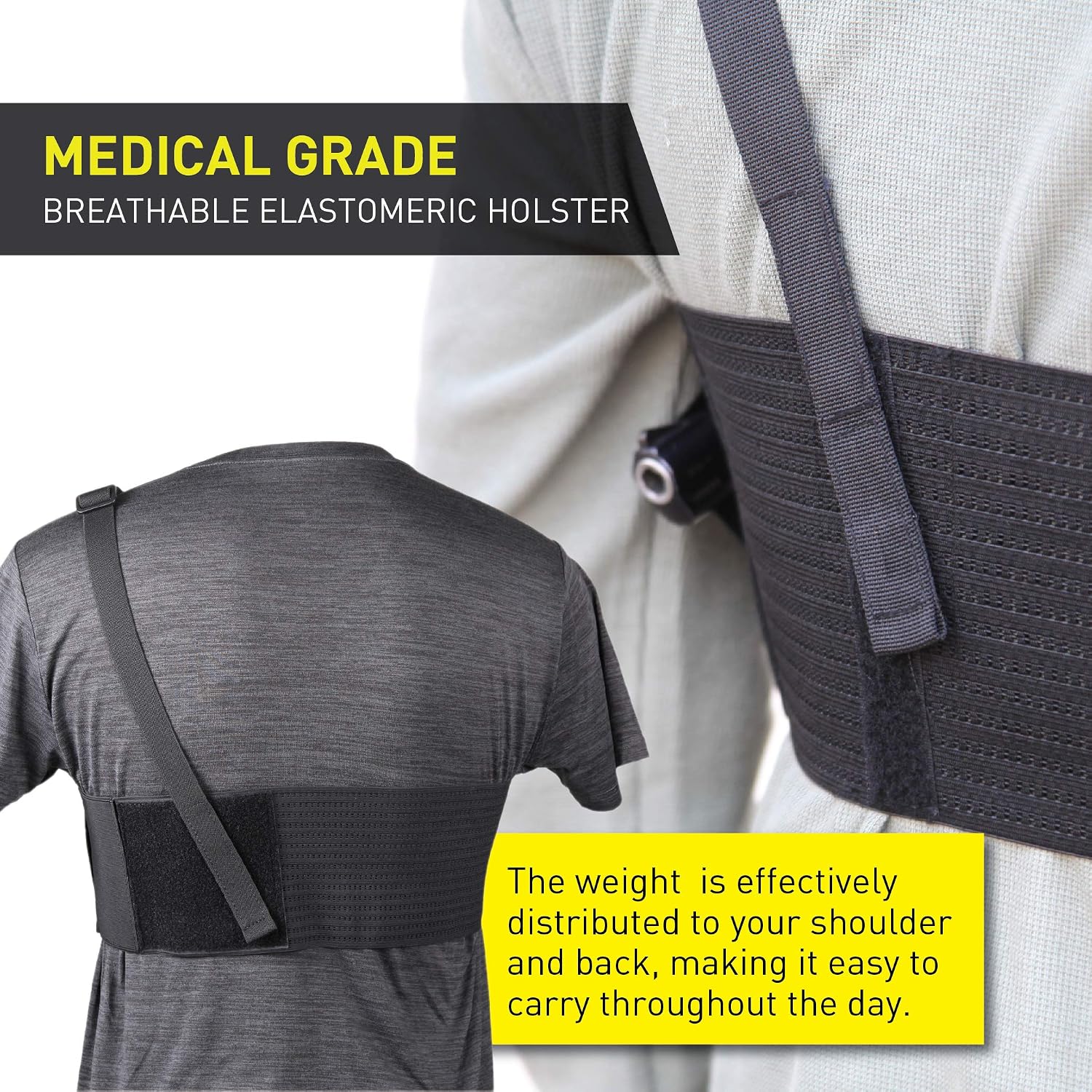 Stinger Premium Ultra Breathable Chest Gun Holster, Universal Shoulder Holster for Concealed Carry, Universal Underarm Holster, Chest Pistol Holster, Fabric Comfortable Handgun Holster