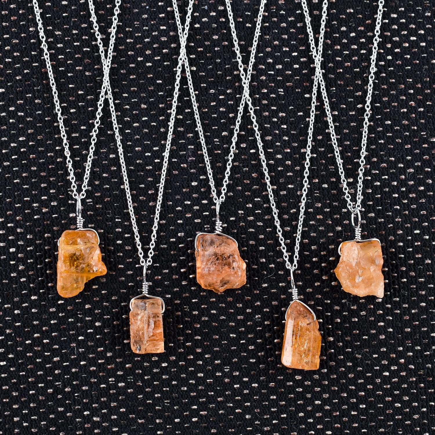 InfinityGemsArt Raw Imperial Topaz Pendant Necklace, Rough Orange Gemstone Chakra Healing Energy Crystals, November Birthstone Jewelry, 925 Sterling Silver Chain 18 inch, Gifts For Men/Women - Image 6