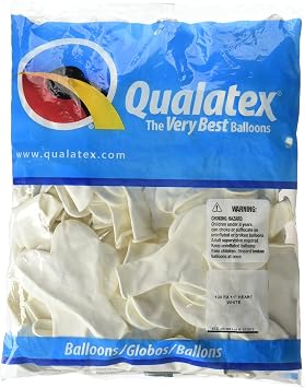 Pioneer Balloon Company Heart Latex Balloon, 11", White, Pack of 100