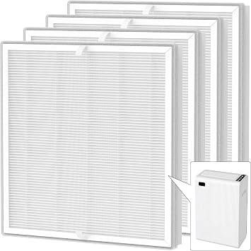 4 Packs E-300L True HEPA Replacement Filter Compatible with MOOKA and MOOKA Family E-300L Air Cleaner Purifier for Large Room, H13 True HEPA and Activated Carbon Filter