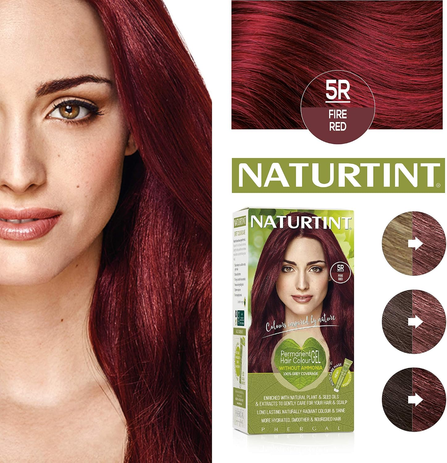 Naturtint Permanent Hair Colour Gel 5R Fire Red, Plant Enriched, Biobased, Ammonia Free - Image 5