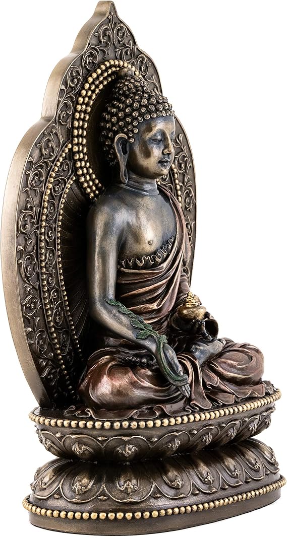 Top Collection Medicine Buddha Statue - Buddha of Healing Sculpture in Premium Cold Cast Bronze- 10.5-Inch Collectible Tibetan Figurine