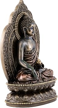 Top Collection Medicine Buddha Statue - Buddha of Healing Sculpture in Premium Cold Cast Bronze- 10.5-Inch Collectible Tibetan Figurine