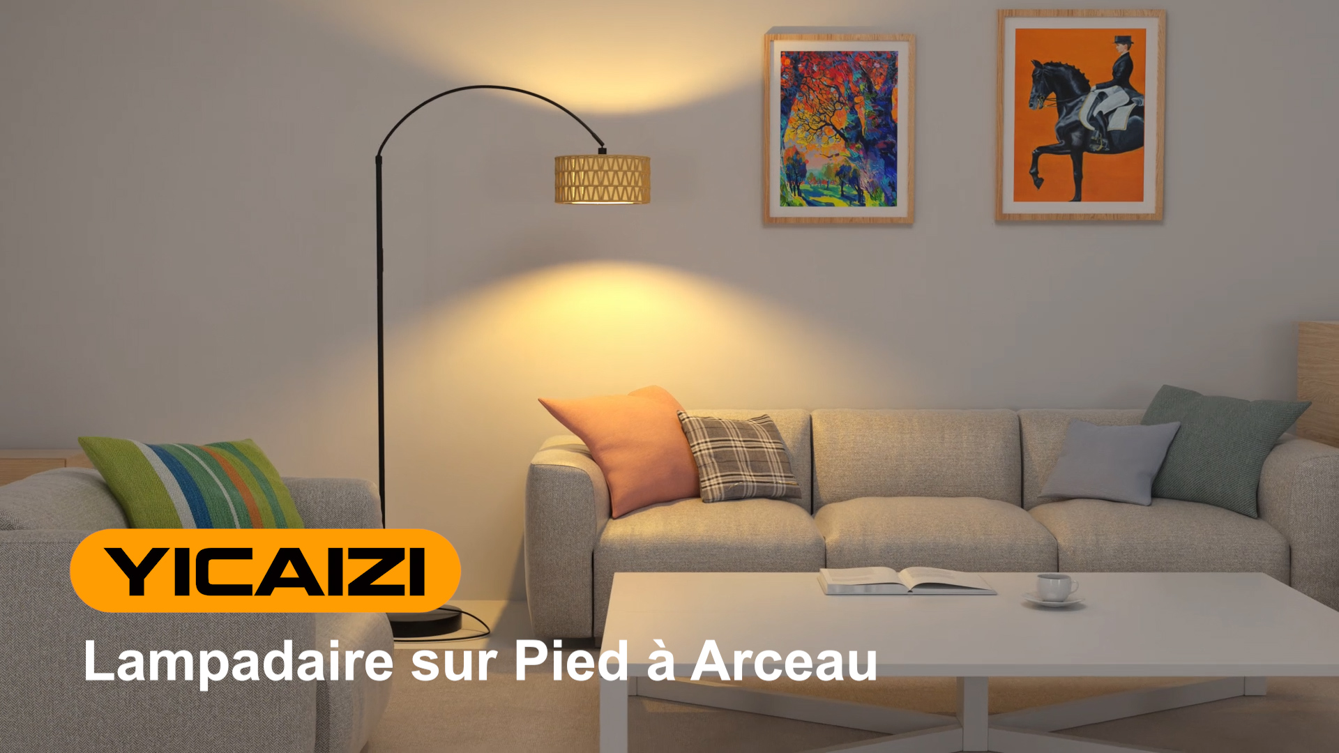 Lampadaire Sur Pied Arc Avec Télécommande - LED 9W, RGB, 3 Températures De Couleur - Noir, Pour Salon, Chambre