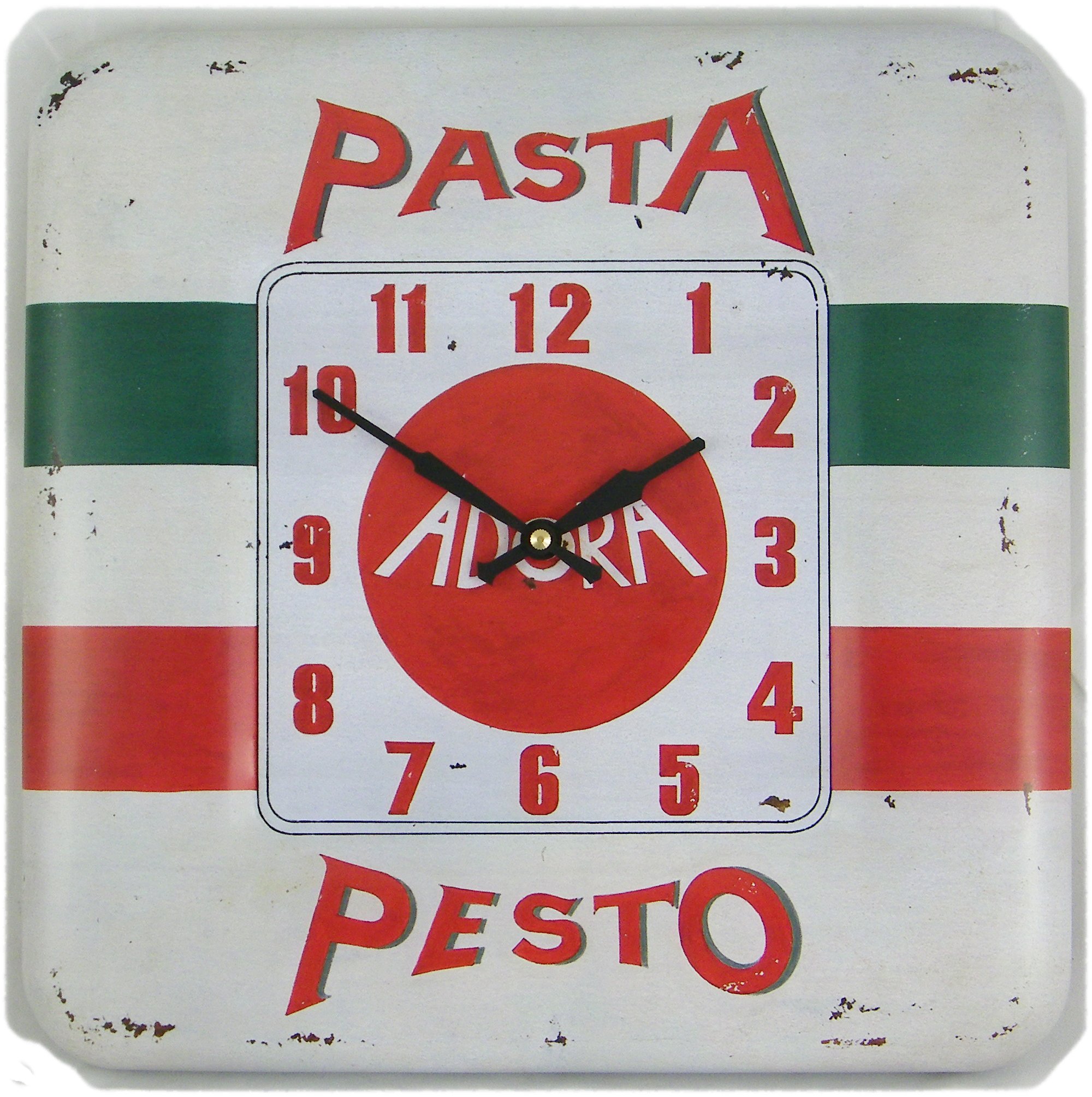 Square Tin Wall Clock, Pesto Design - 31cm