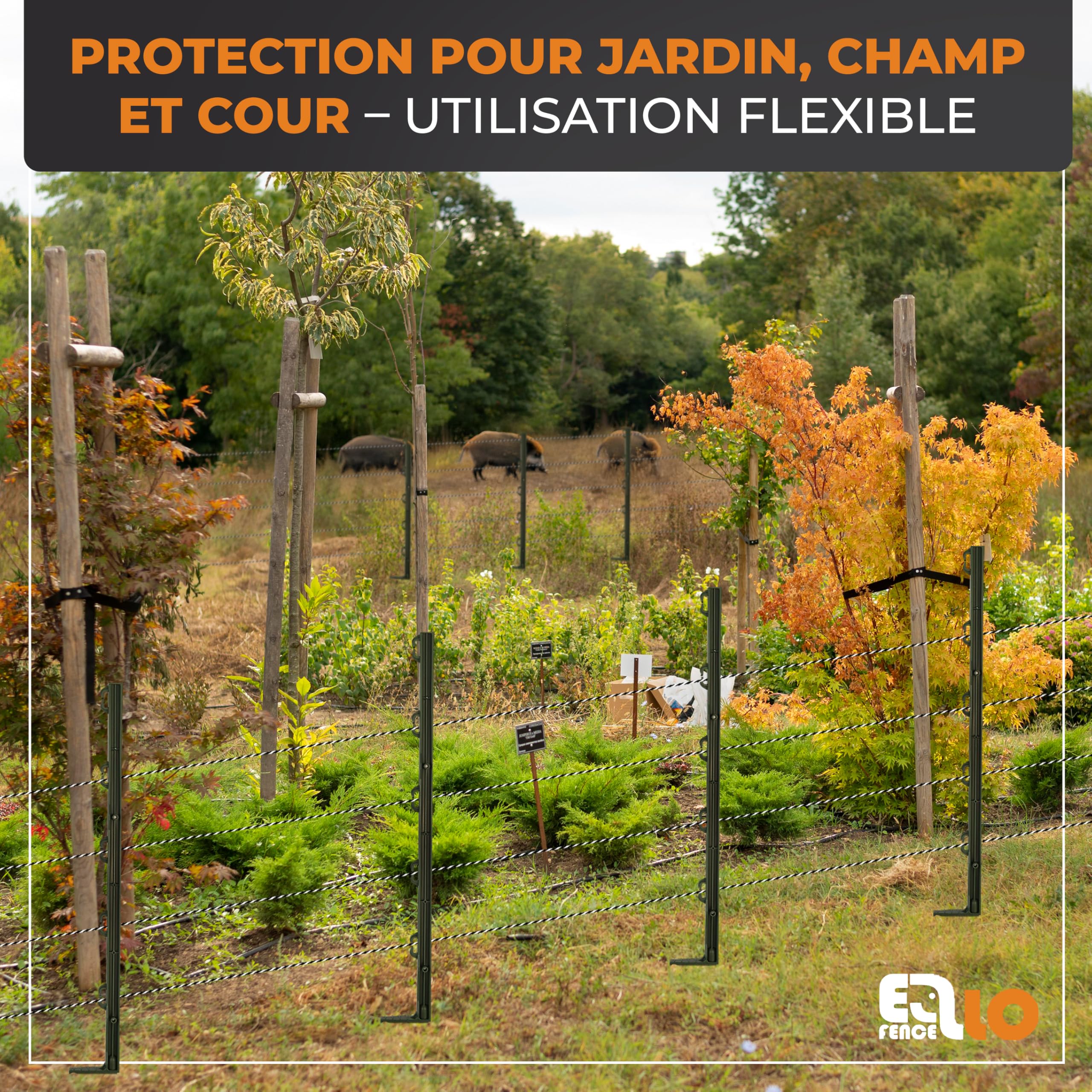 Kit de protection contre les sangliers Ellofence 250m – Clôture électrique pour repousser les sangliers – Appareil puissant avec mise à la terre – Matériau de clôture haut de gamme