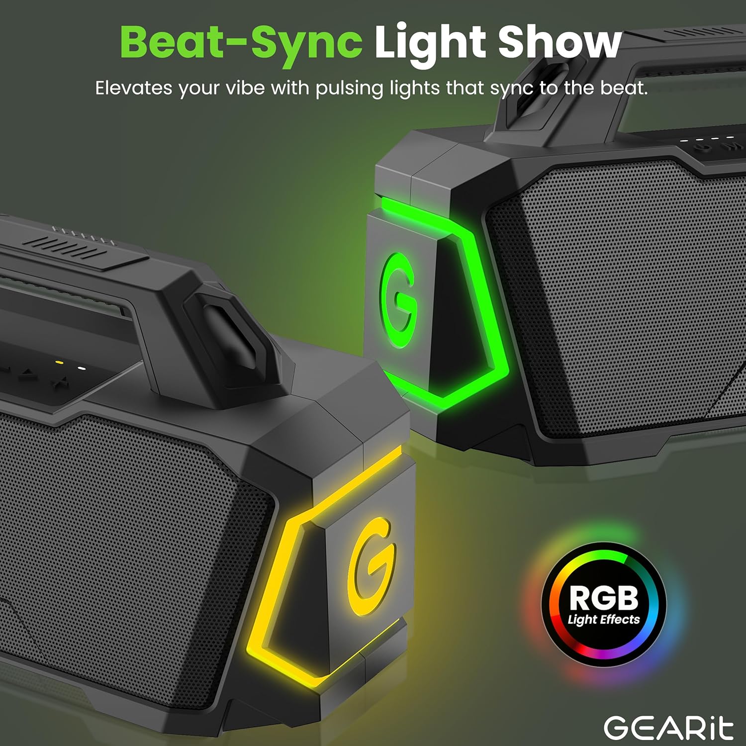 GEARit Portable Bluetooth Speaker Wireless w/ 120W Loud Audio Output - IPX6 Water-Resistant Speakers - 5.3 Bluetooth, AUX, TWS, MicroSD, EQ and Power Bank - Perfect for Gift/Home/Outdoor/Party - Image 5