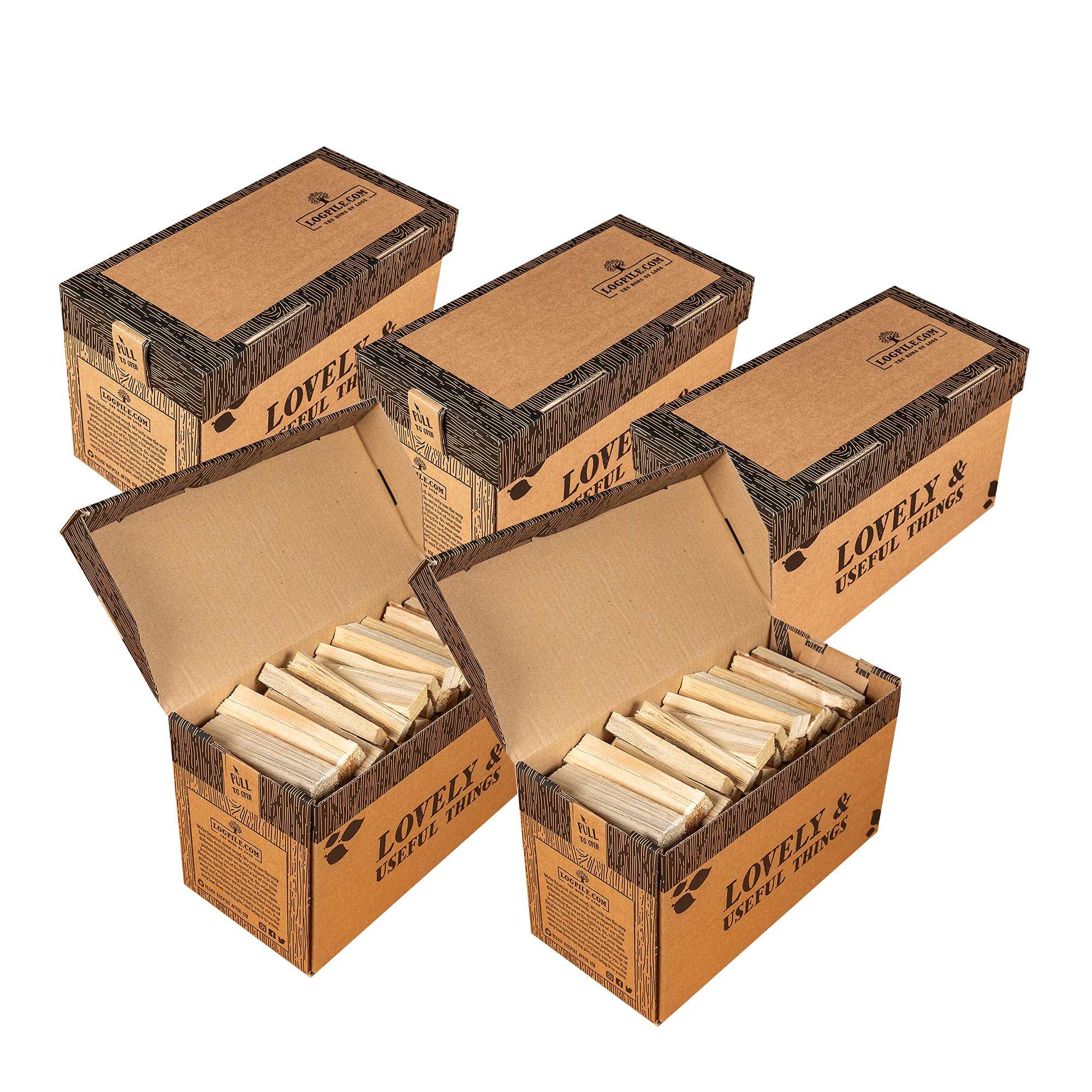 Logpile - Kiln Dried Kindling Wood for Log Burners (5 boxes) | Quick & Easy Fire Lighting Smokeless Fire Starter for Wood burners, Fireplaces, Stoves, Pizza Ovens | Sustainably Sourced Natural Wood