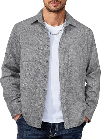 COOFANDY Men's Long Sleeve Cotton-Blend Plaid Flannel Shirt