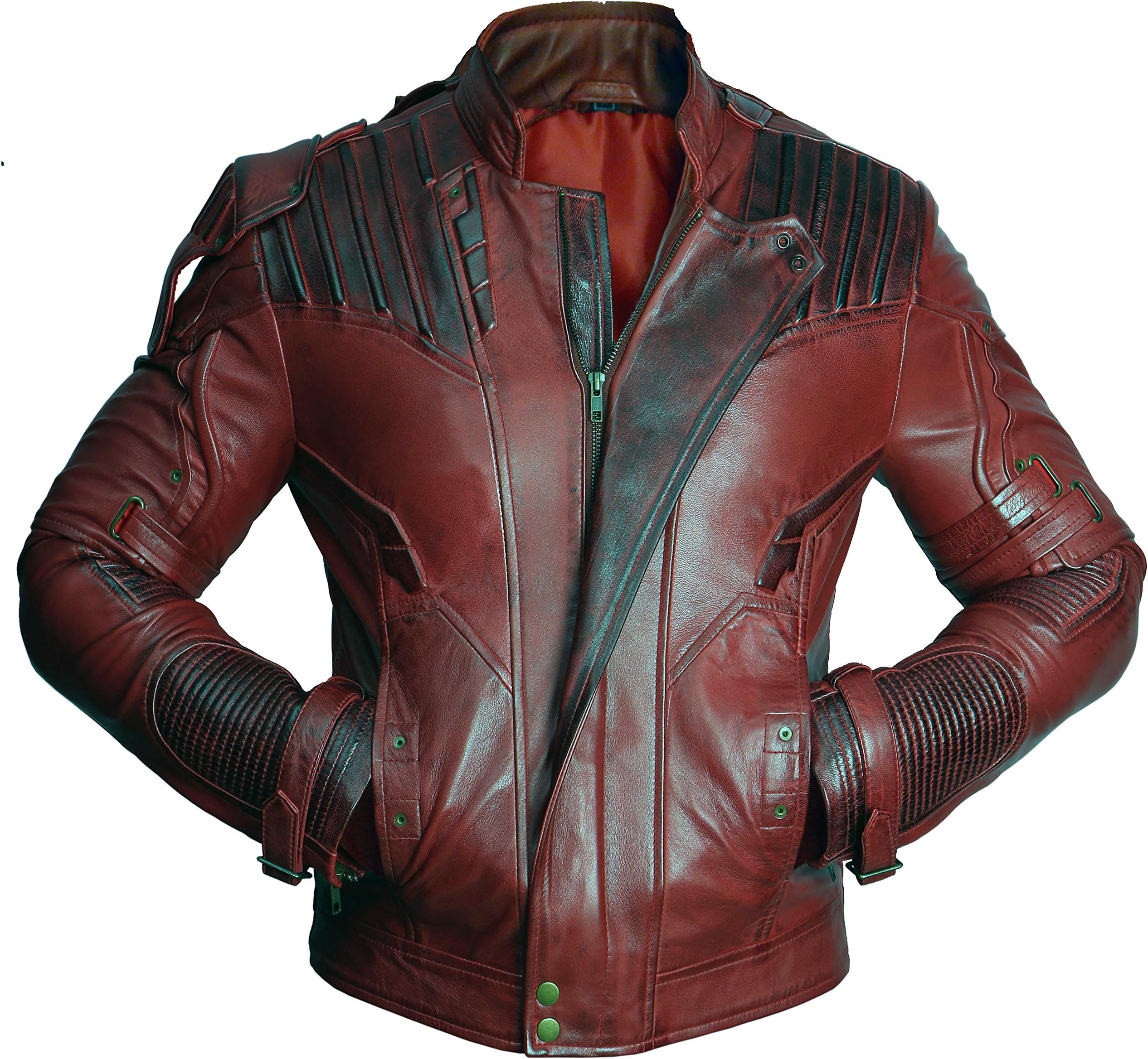 Premium Leather GarmentsMens Distressed Red Maroon Leather Jacket