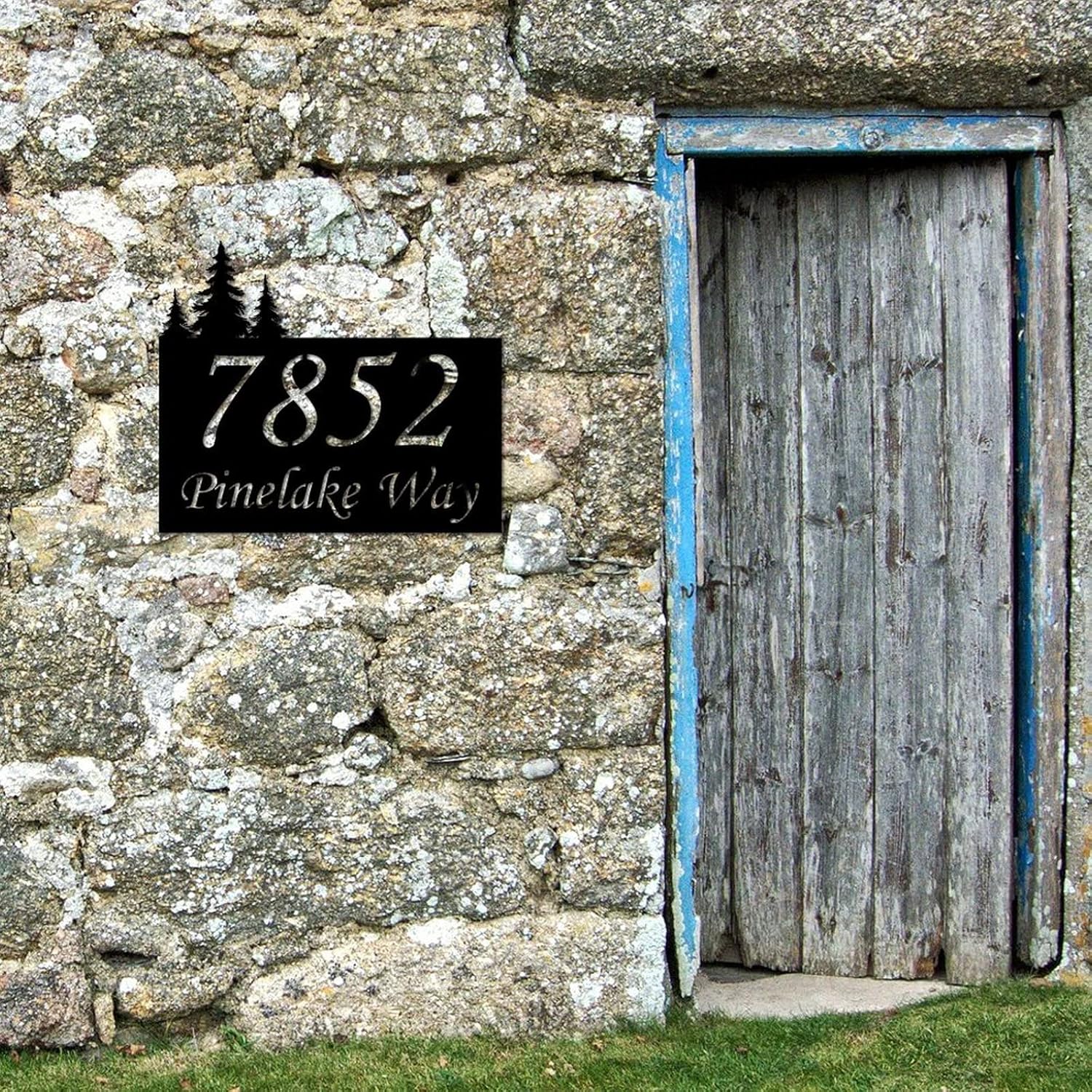 Address Sign Personalized House Number Street Name Wall Decor Art Outside Decorations Metal Vintage for House, Street, Front Door 3D Easy Mounting Gift for New House 14Inch Black