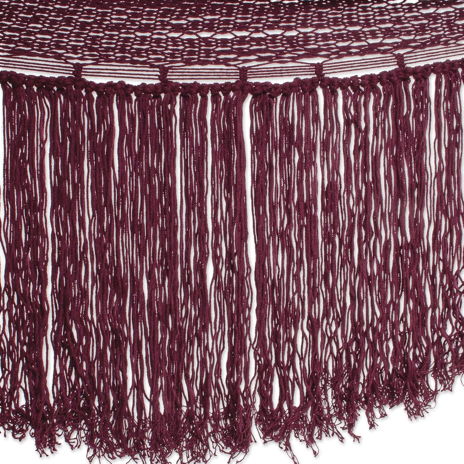 NOVICA Artisan Handmade Cotton Rope Hammock in Wine Triple from Mexico Burgundy Solid Maya [Bed Size 79in L x 94in W Total Length 154in L Fringe 15.75in L] ' Wine Cascade' Triple