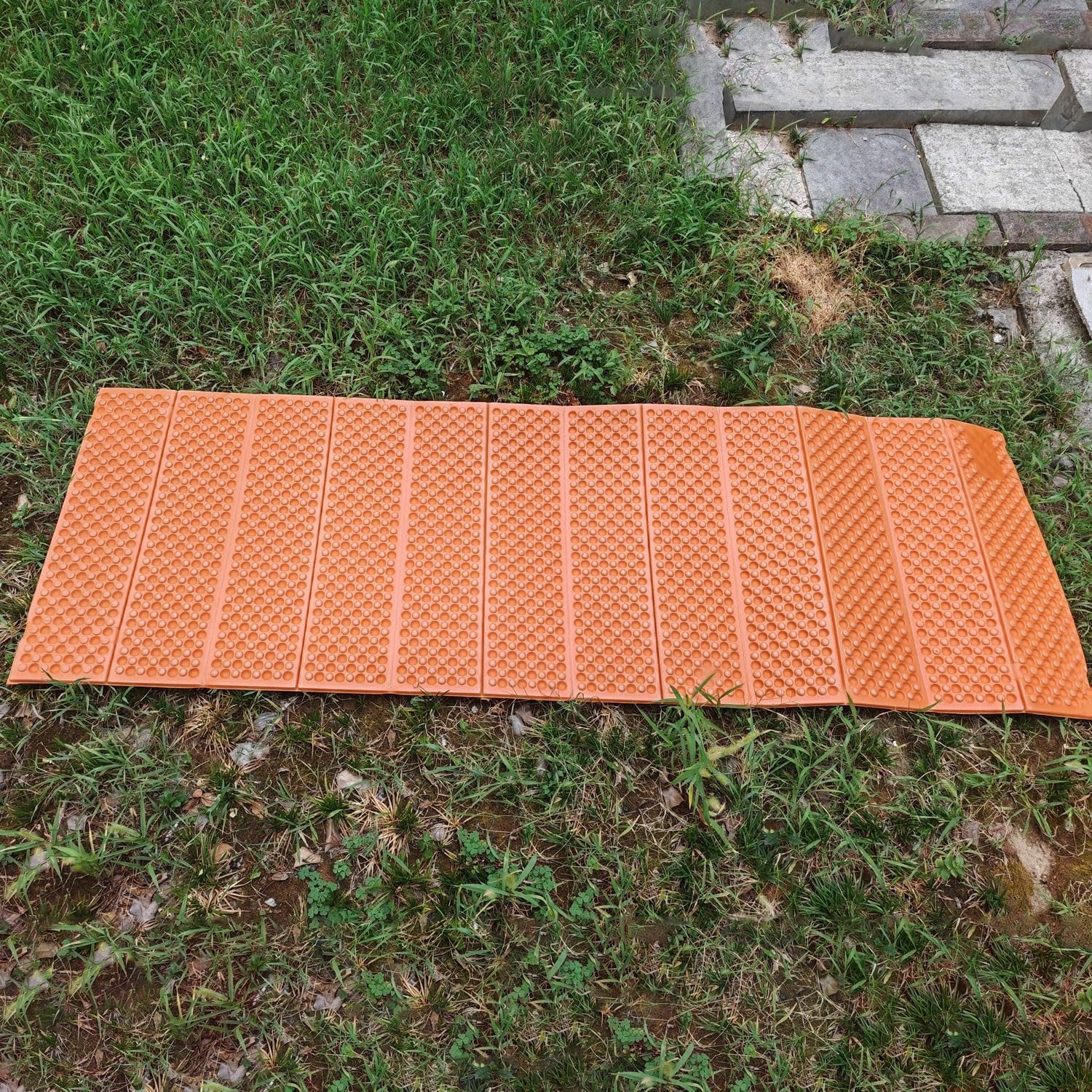 Orange Foam Sleeping Pad Closed Cell Folding Mat Compact Storage Superior Insulation Portable for Hiking and Camping