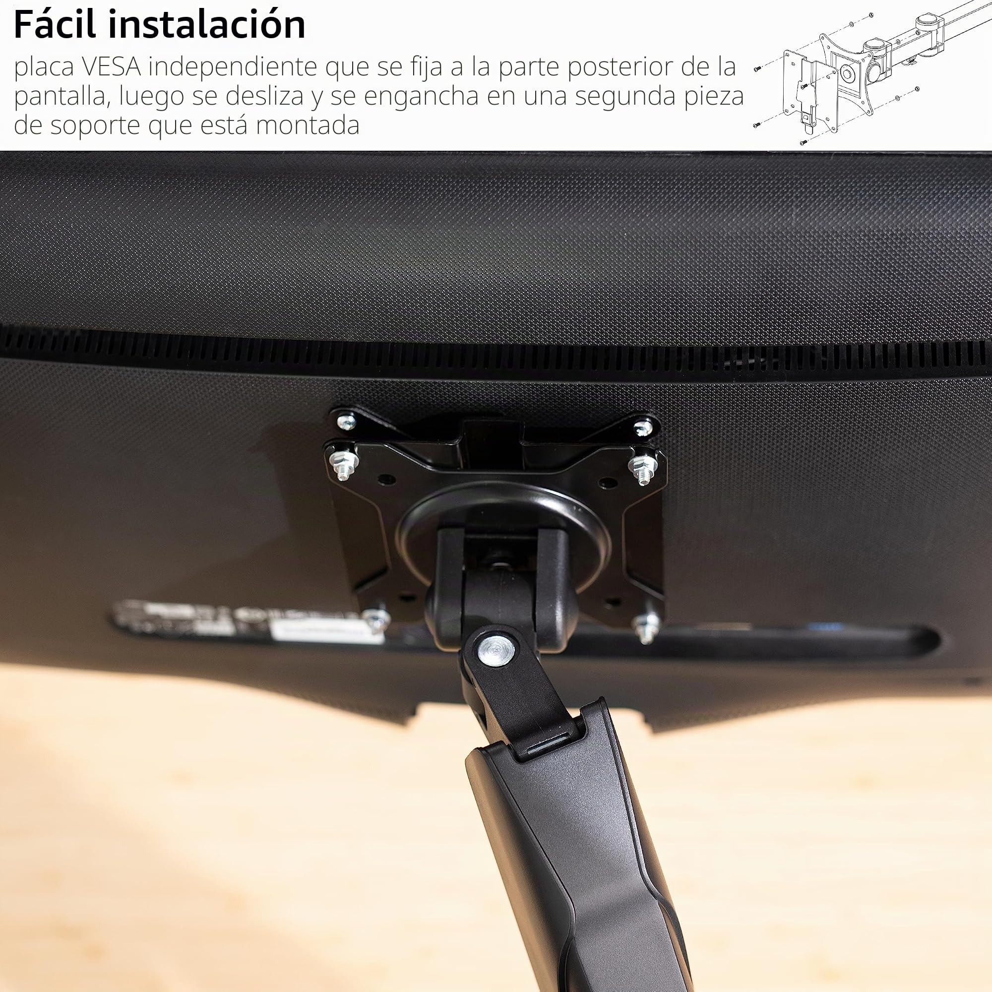 Vivo Adaptador VESA Mount Kit de Soporte de liberación rápida, fijación de Soporte y Montaje en Pared, Placa VESA extraíble para un fácil Montaje de Monitor LCD y Pantalla de TV, Stand-VAD2