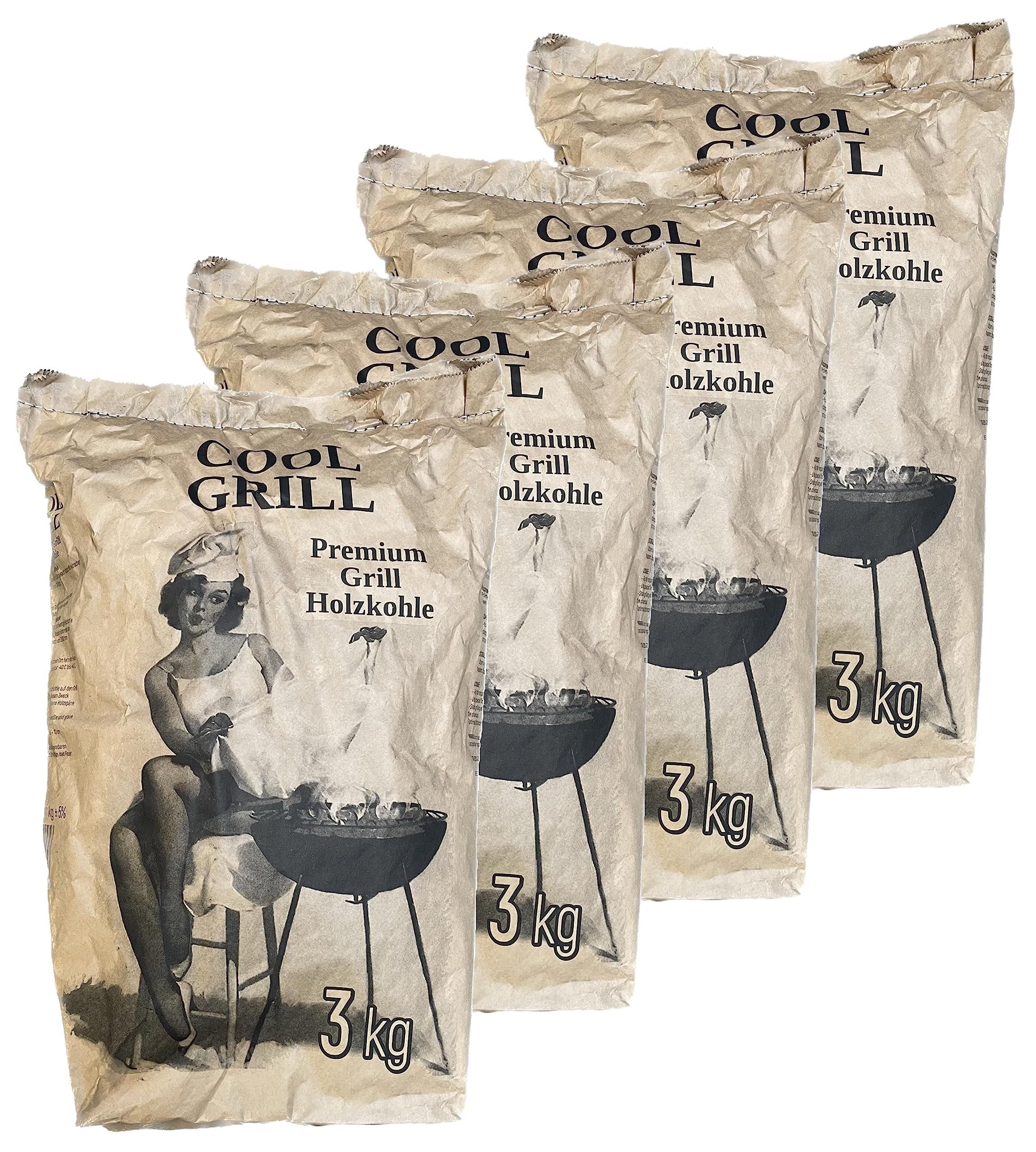 H-O Cool Grill Premium Grill Holzkohle 12kg (4x3kg)