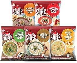 Bambino Soups Combo - (5 Pieces) Contains Tomato (1packet-50gms), Hot N Sour - (1 packet-40gms), Sweet Corn - (1 packet-45gms), Mushroom (1packet-45gms), Mix-Veg (1packet-45gms)