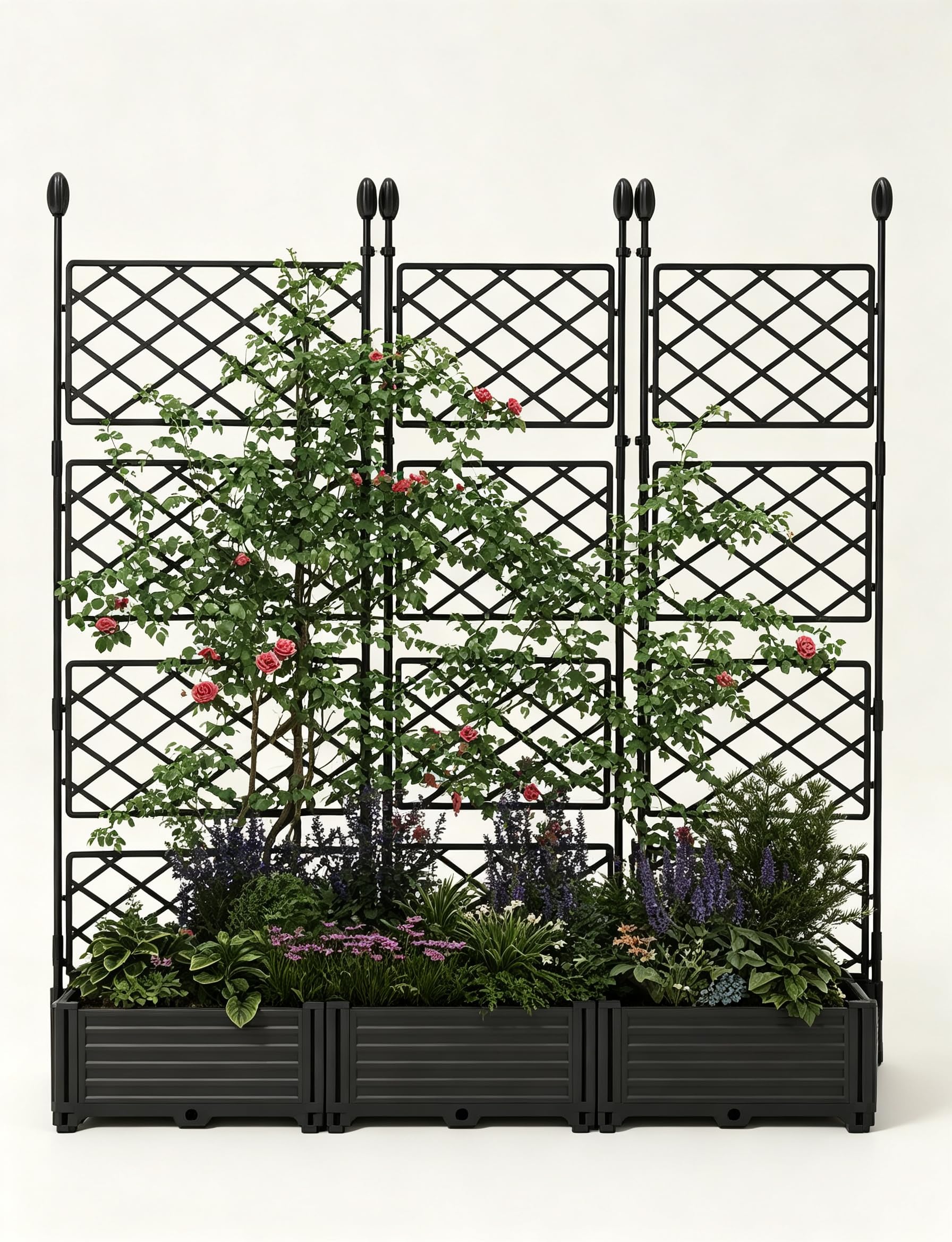 Hochbeet 3er-Set Kunststoff 126×41×160 cm Metallgitter