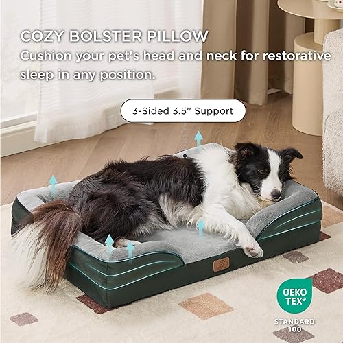 Vista 252 de Bedsure - Cama ortopédica mediana para perros, sofá cama impermeable para perros medianos, espuma de soporte con funda extraíble y lavable, forro
