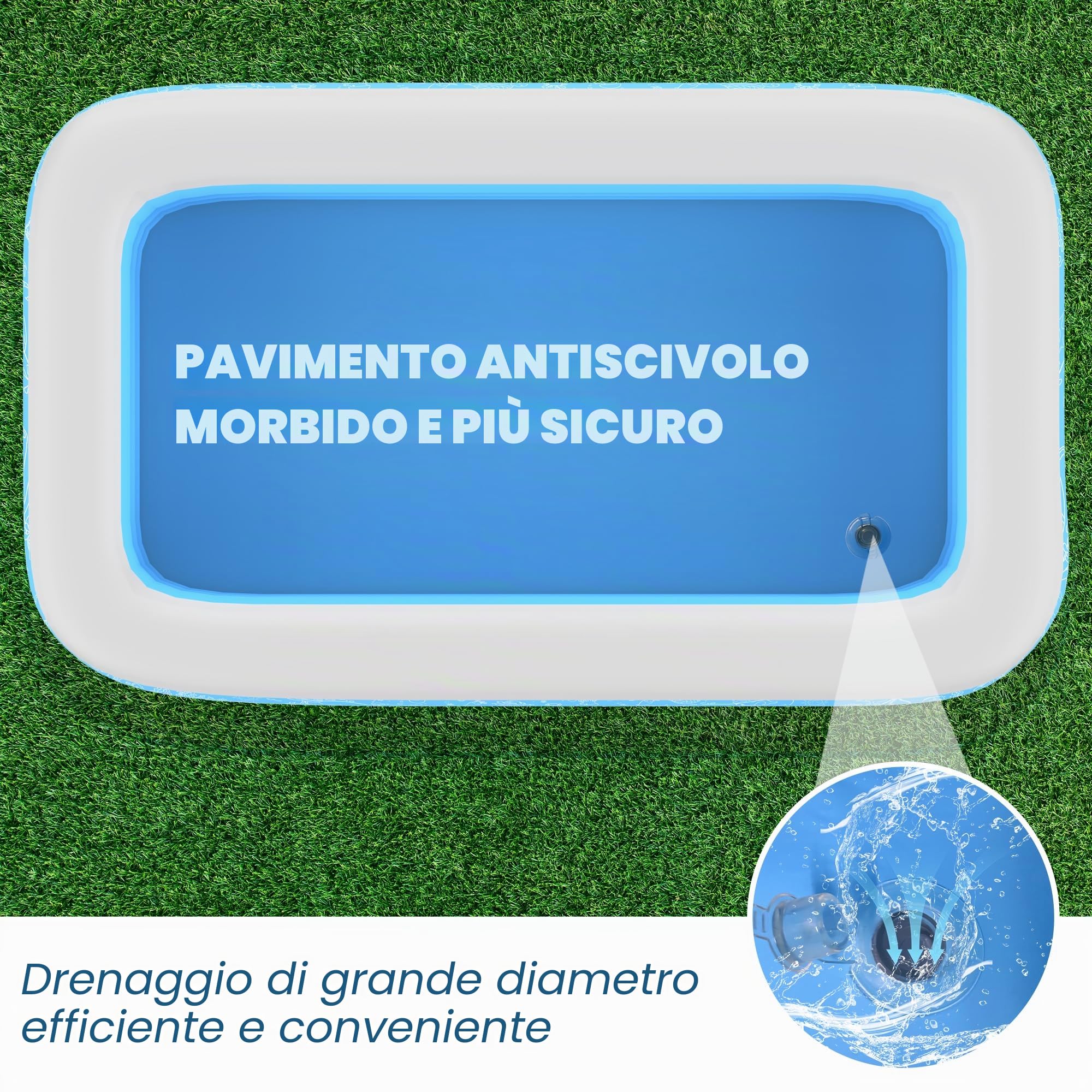 CACSPS Piscina Gonfiabile, 300 x 165 x 56 cm, Grande Piscina Gonfiabile per Bambini e Adulti, Piscina Familiare Durevole per il Tempo Libero, Piscina per Bambini per Giardino, Cortile o Interno
