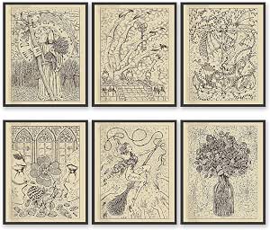 Gothic Occult and Esoteric Posters Wall Art Prints Set of 6 Witchcraft ...